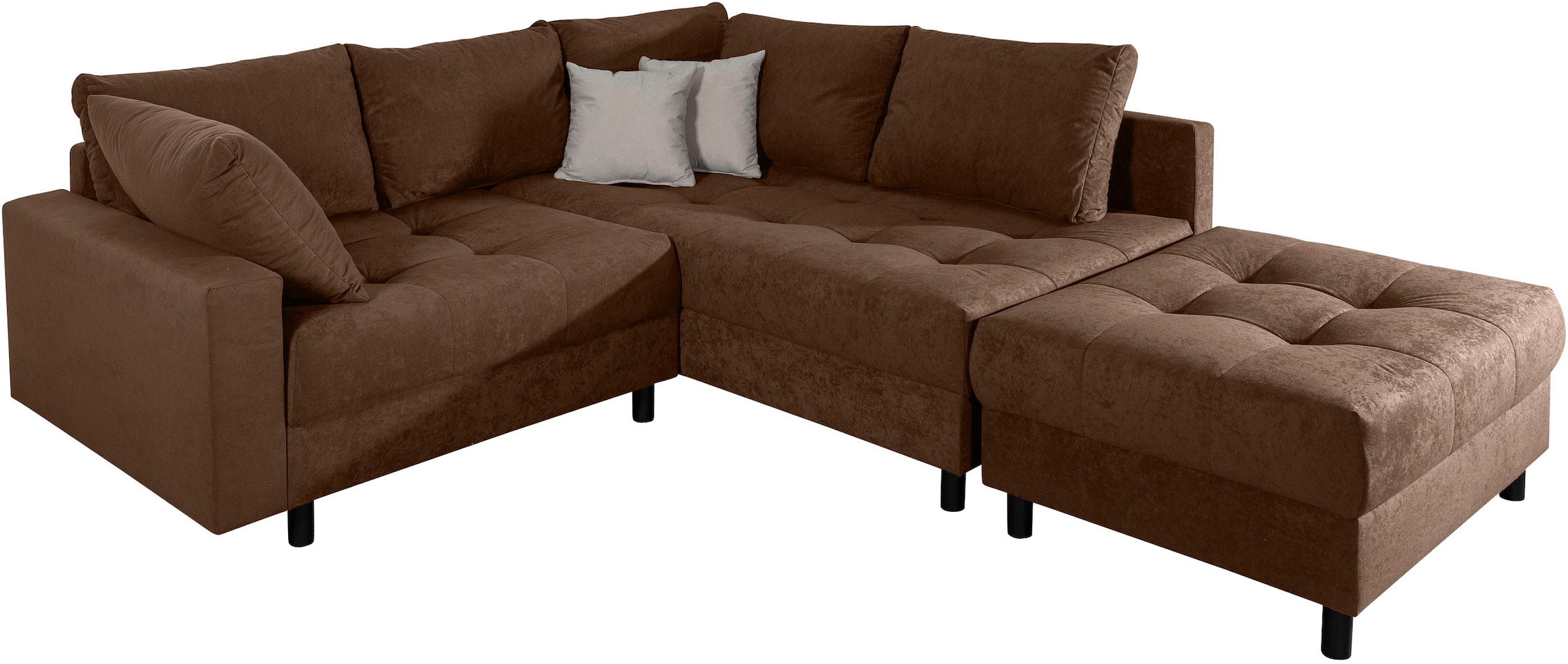 COLLECTION AB Ecksofa »Toni L-Form, B: 215 cm« mit Hocker & 2 Zierkissen, Federkern
