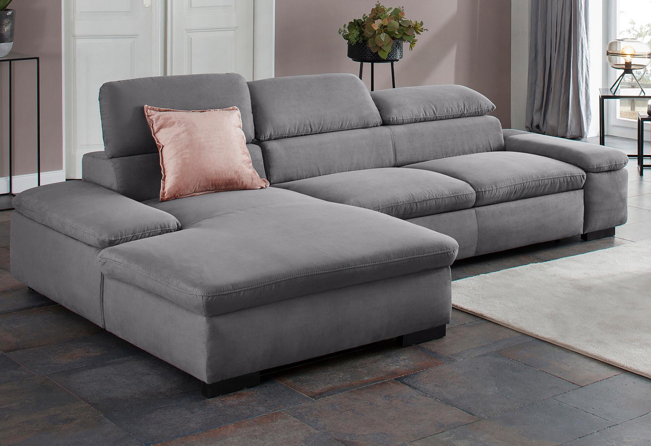 OTTO home Ecksofa "Alberto L-Form" mit Kopfteilverstellung, wahlweise mit Schlaffunktion