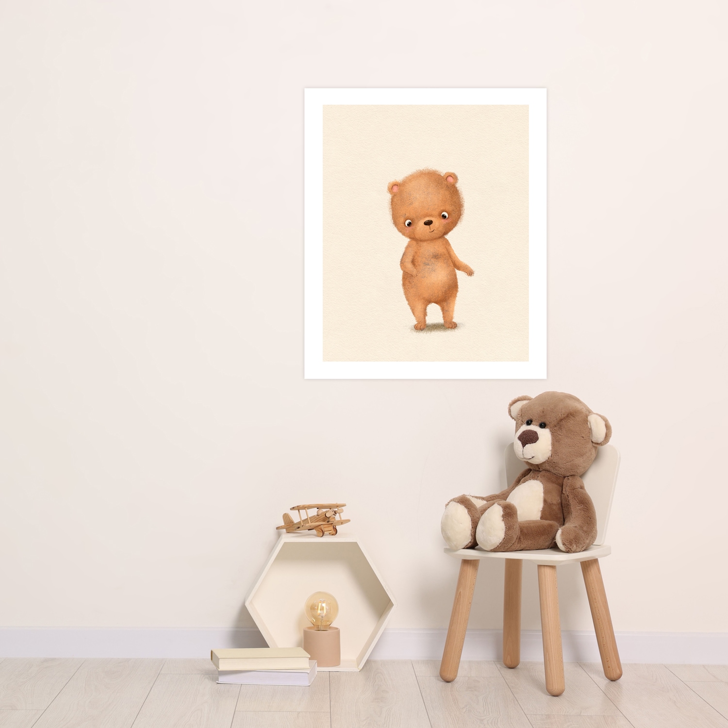 Lüttenhütt Bild mit Rahmen "oder Poster, Bär" Bär Fantasy Tiere 1 Stk. tlg. HD Premium Druck