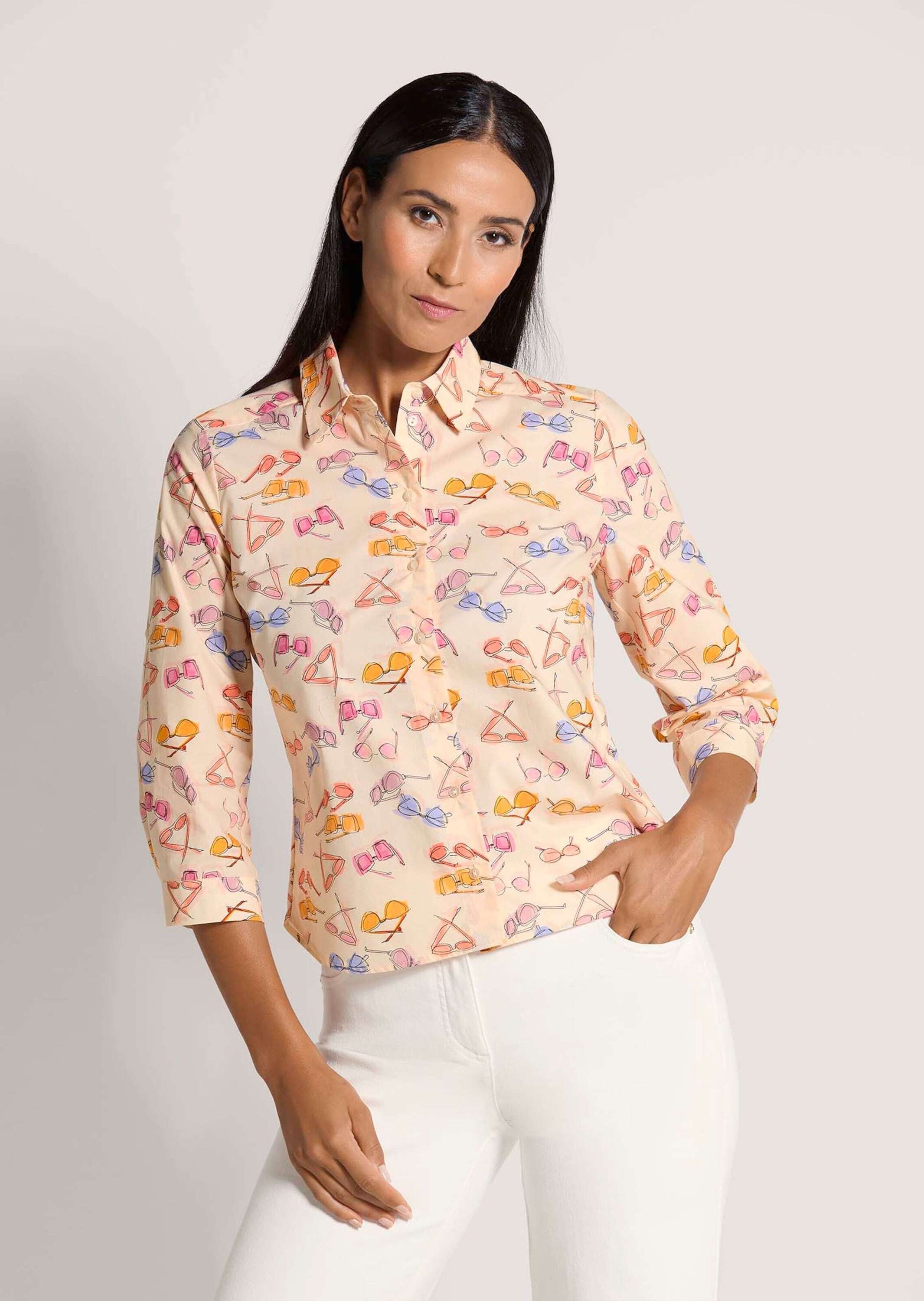 Thumbnail - MADELEINE Hemdbluse "Hemdbluse Druckbluse mit Brillen-Muster" Bluse mit Unikatdruck