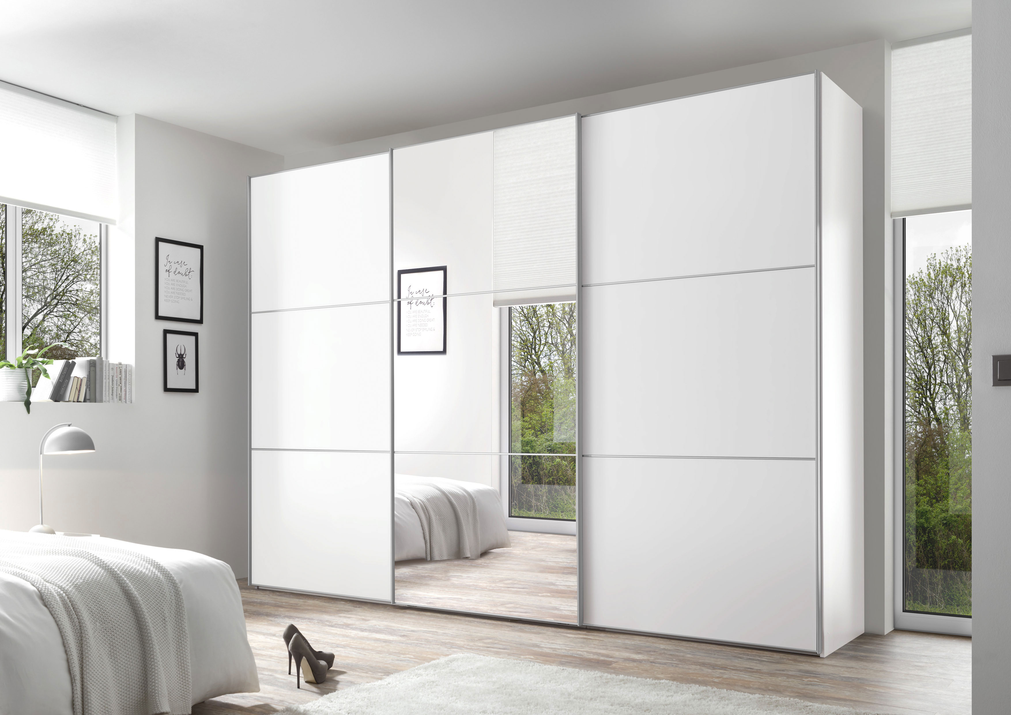 STAUD Schwebetürenschrank "Includo, Made in Germany" Mit Spiegeltüre und vier verschiedenen Ausstattungsvarianten