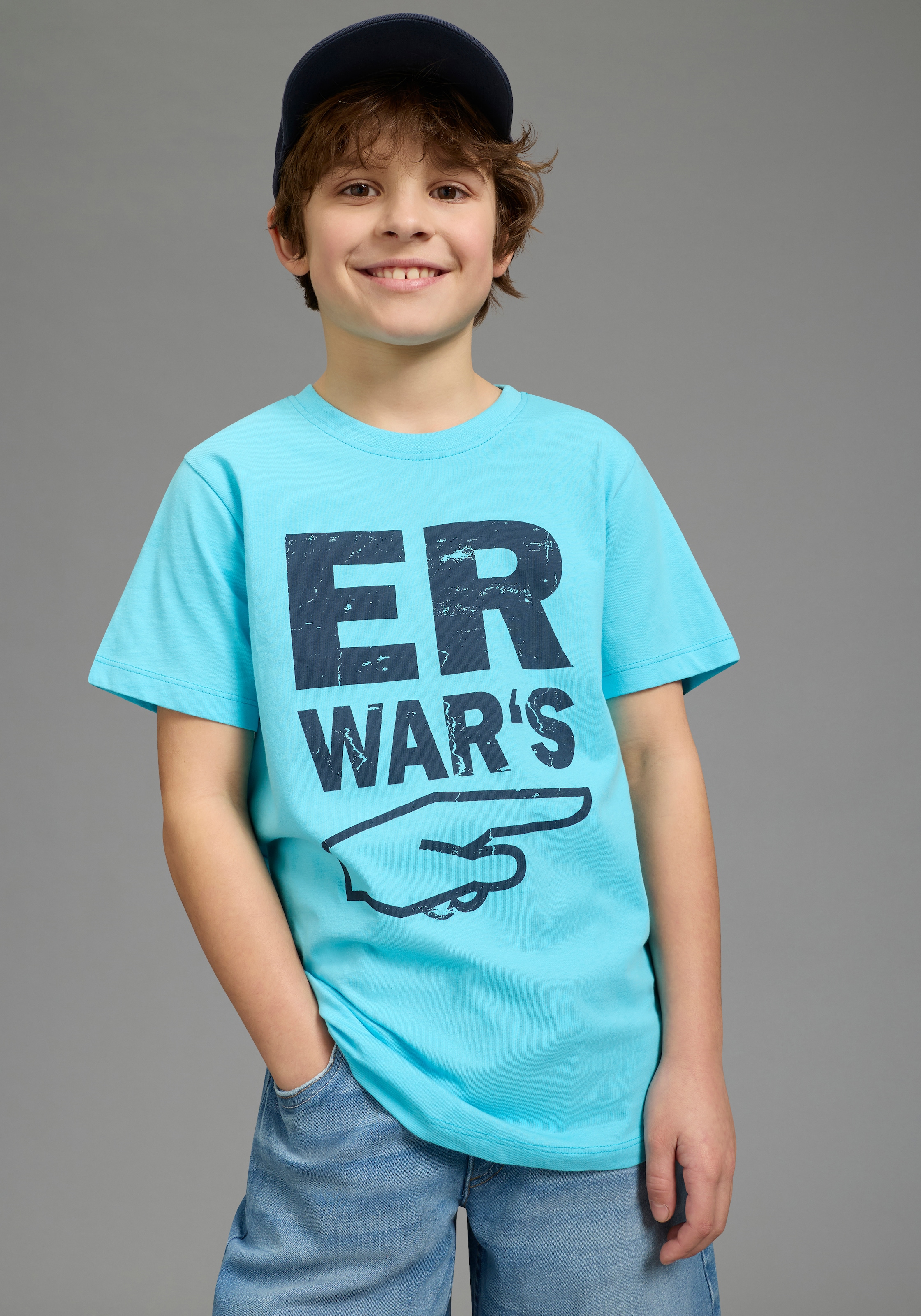 KIDSWORLD T-Shirt »Sprücheshirt: ER WAR`S« Immer einen coolen Spruch parat. Sprücheshirt