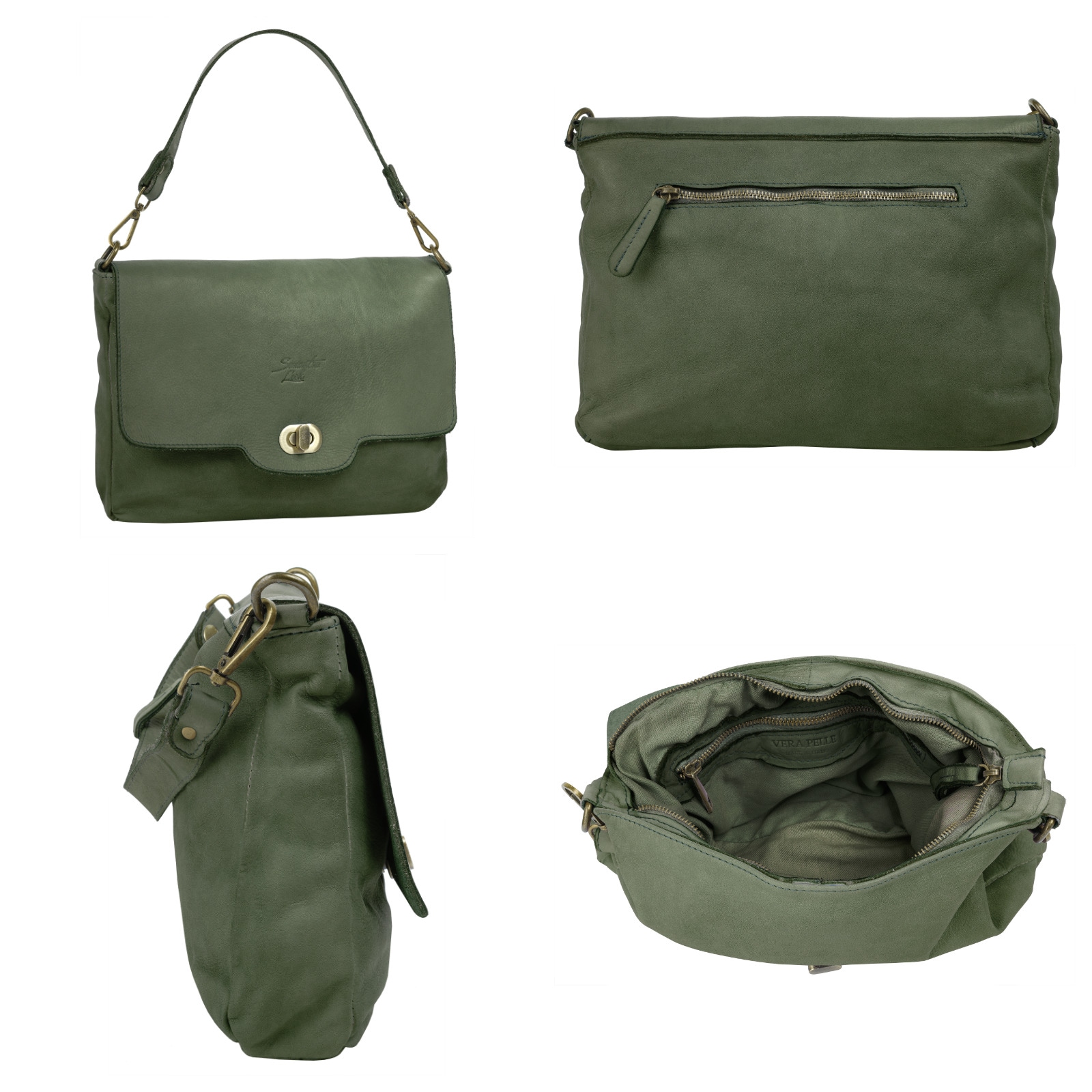Samantha Look Umhängetasche, echt Leder, Made in Italy