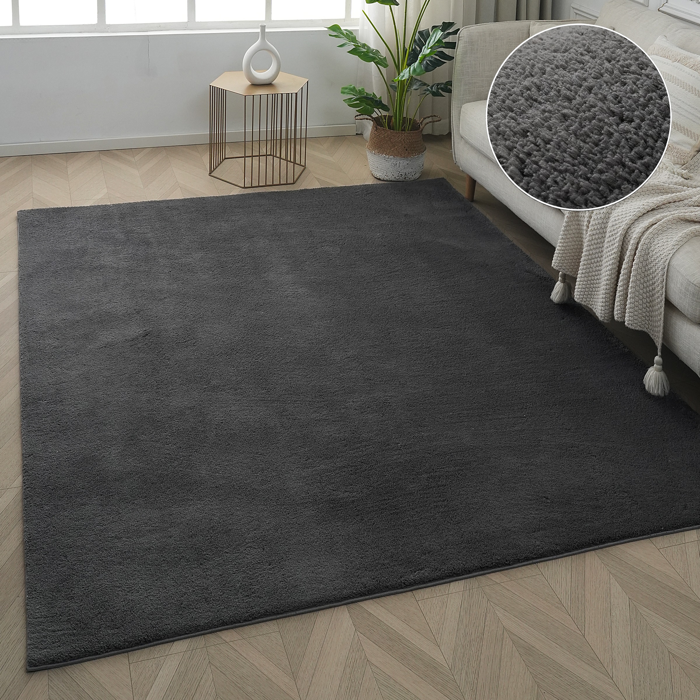 my home Teppich "Cali, weich, modern, waschbar" rechteckig 16 mm Höhe Uni-F günstig online kaufen