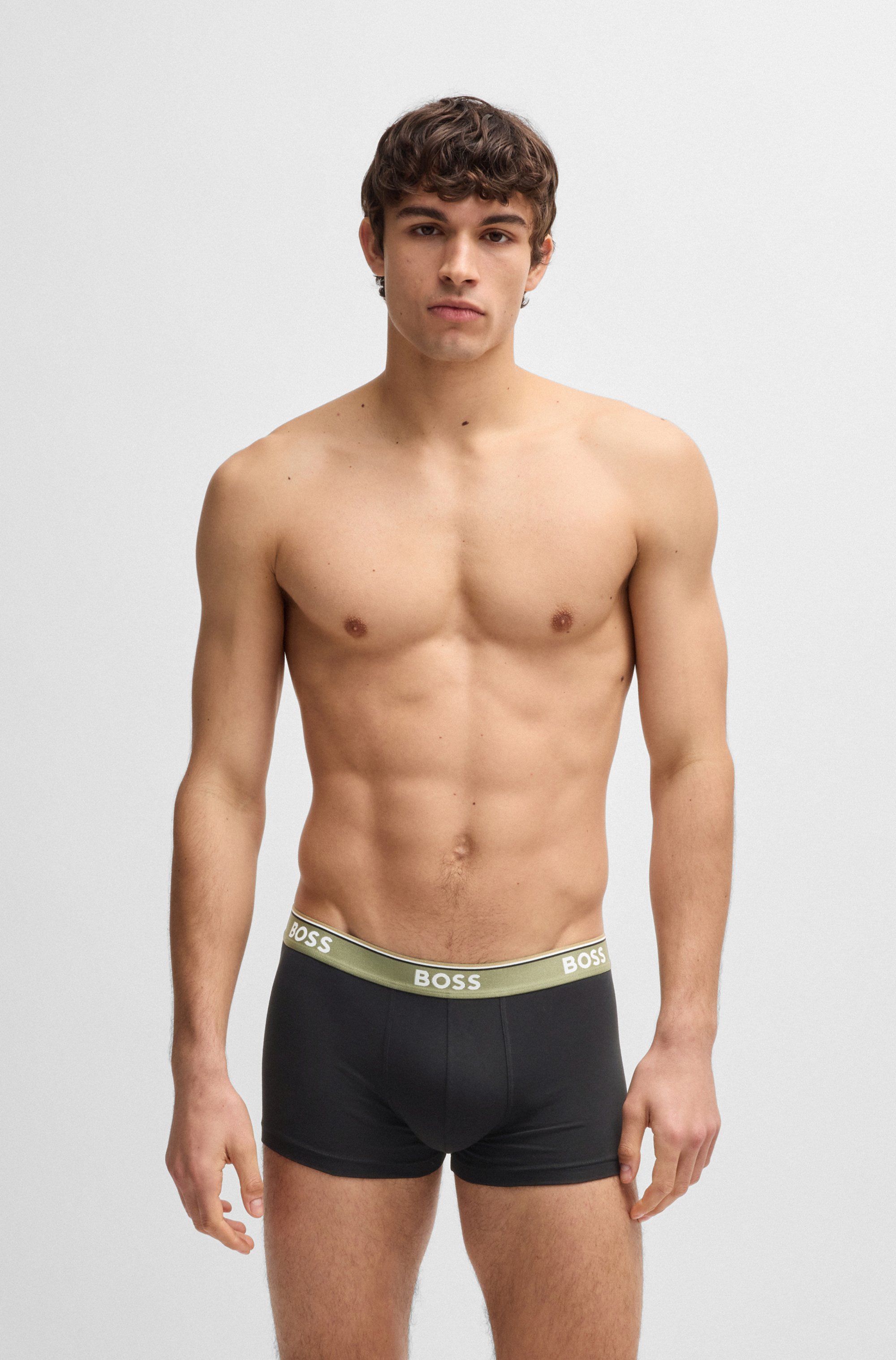 Thumbnail - BOSS Trunk "3P Power" Packung, 3 Stk. mit BOSS Schriftzug auf dem Bund