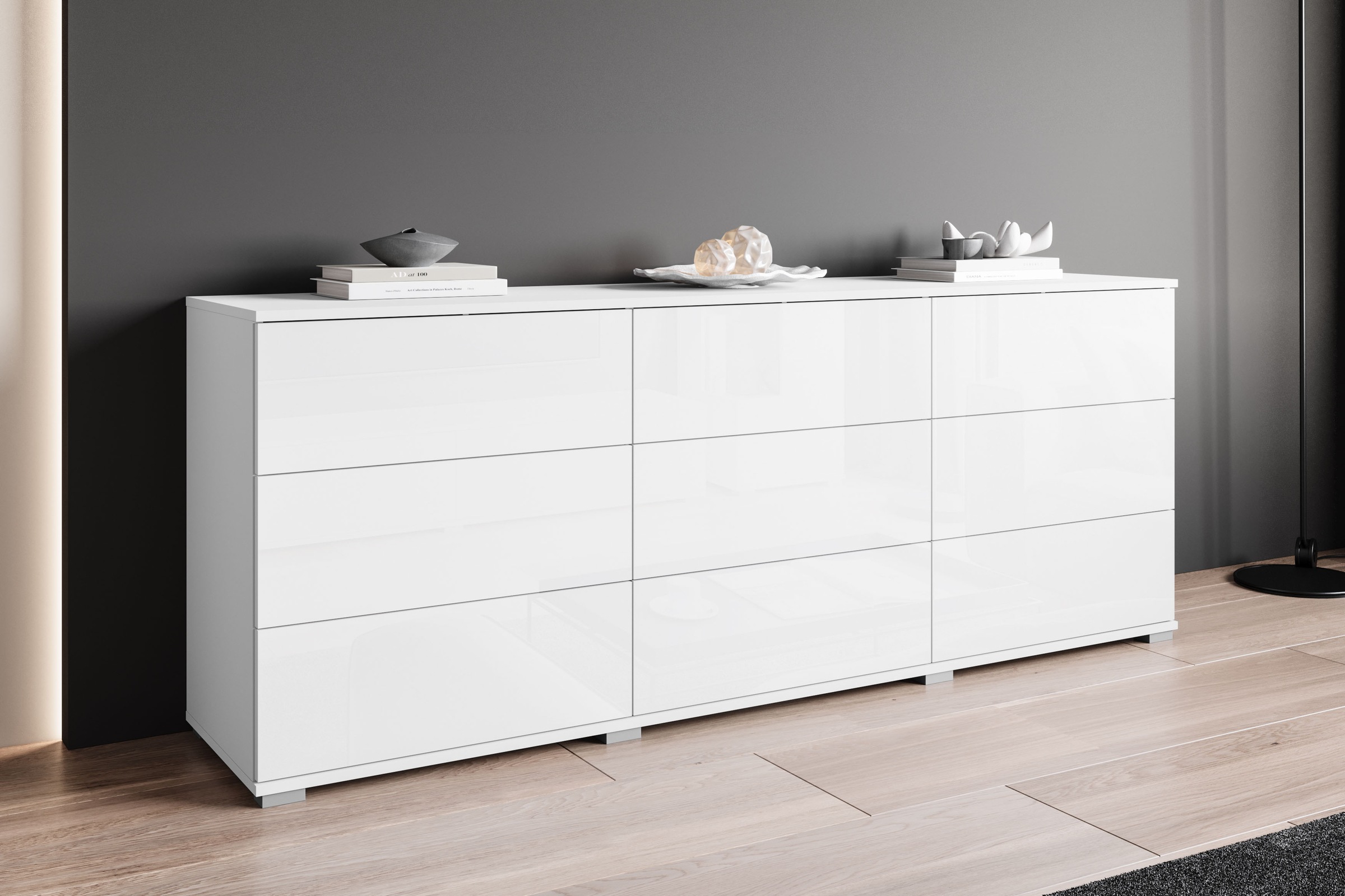 OTTO home Sideboard »Kenia, Kommode, 180 cm breit, mit 9 Schubladen« 1 Stk. tlg. Push-to-Open-System und großzügiger Stauraum