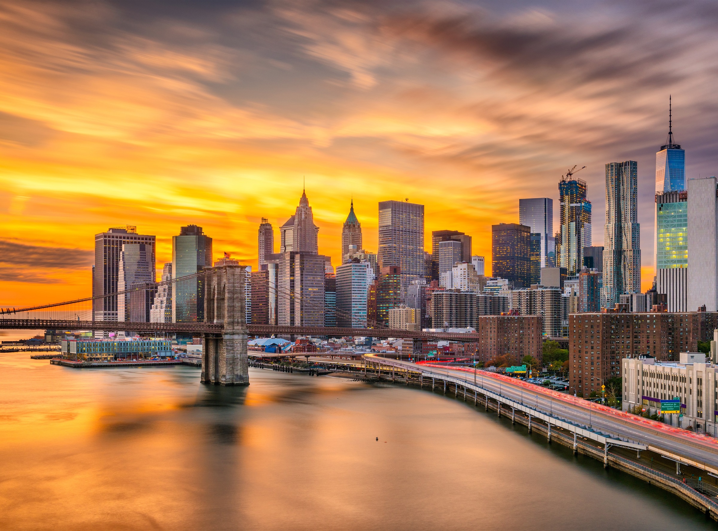 Papermoon Fototapete "Manhattan Skyline Sunset" glatt