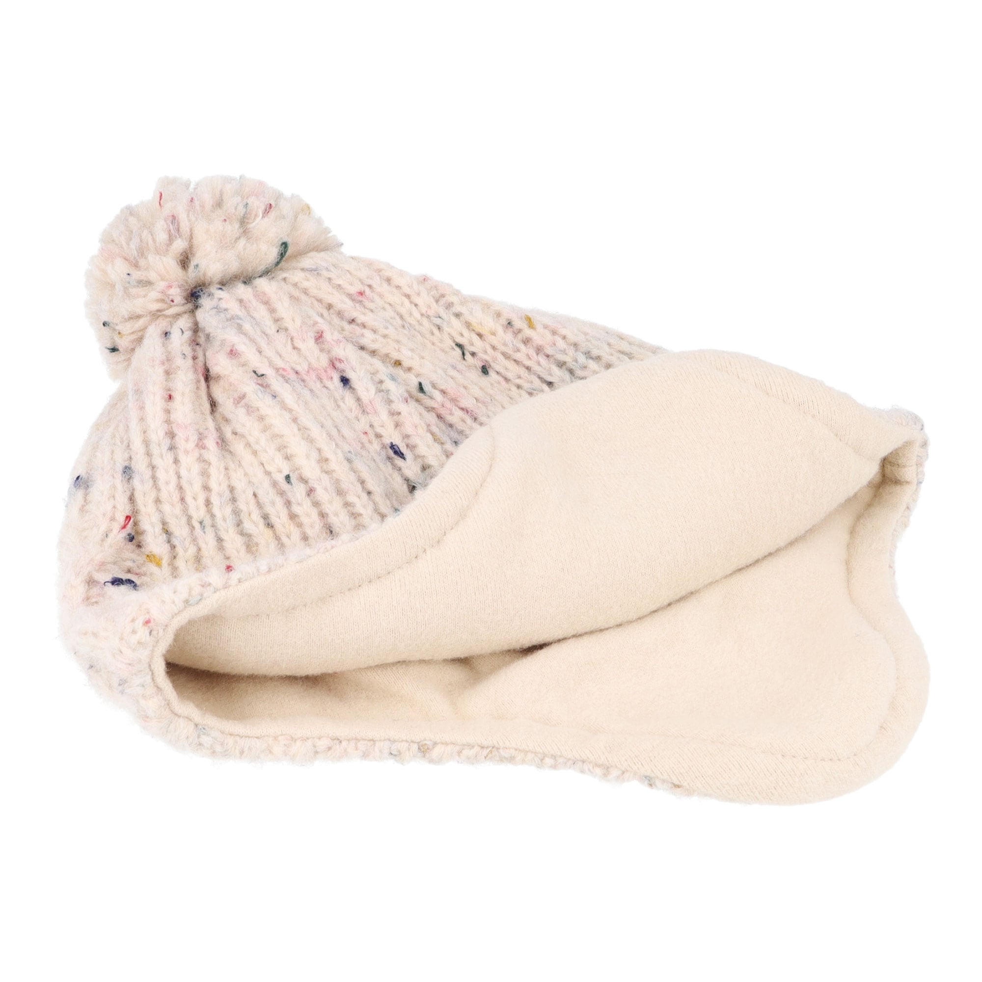 MAXIMO Strickmütze Wollanteil, gefüttert, Ohrenklappen, mit Bommel