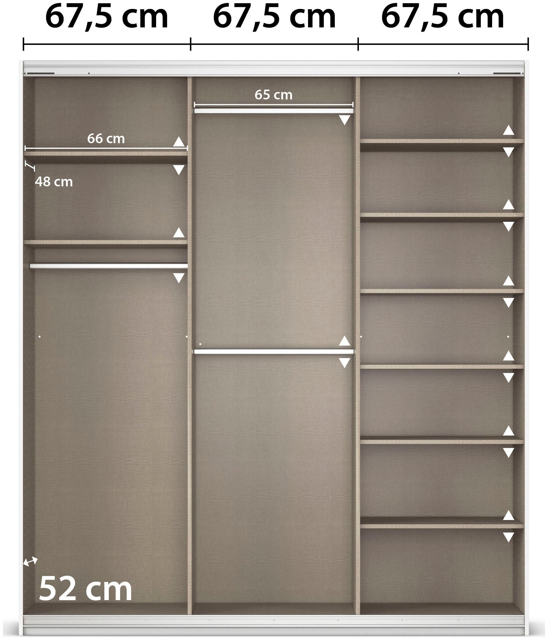 rauch Schwebetürenschrank »Kleiderschrank Schrank OTTO´S CHOICE Garderobe AGORDO«, (in zwei Griff-Farben), Top Innenausstattung, in 4 Breiten und 2 Höhen MADE IN GERMANY