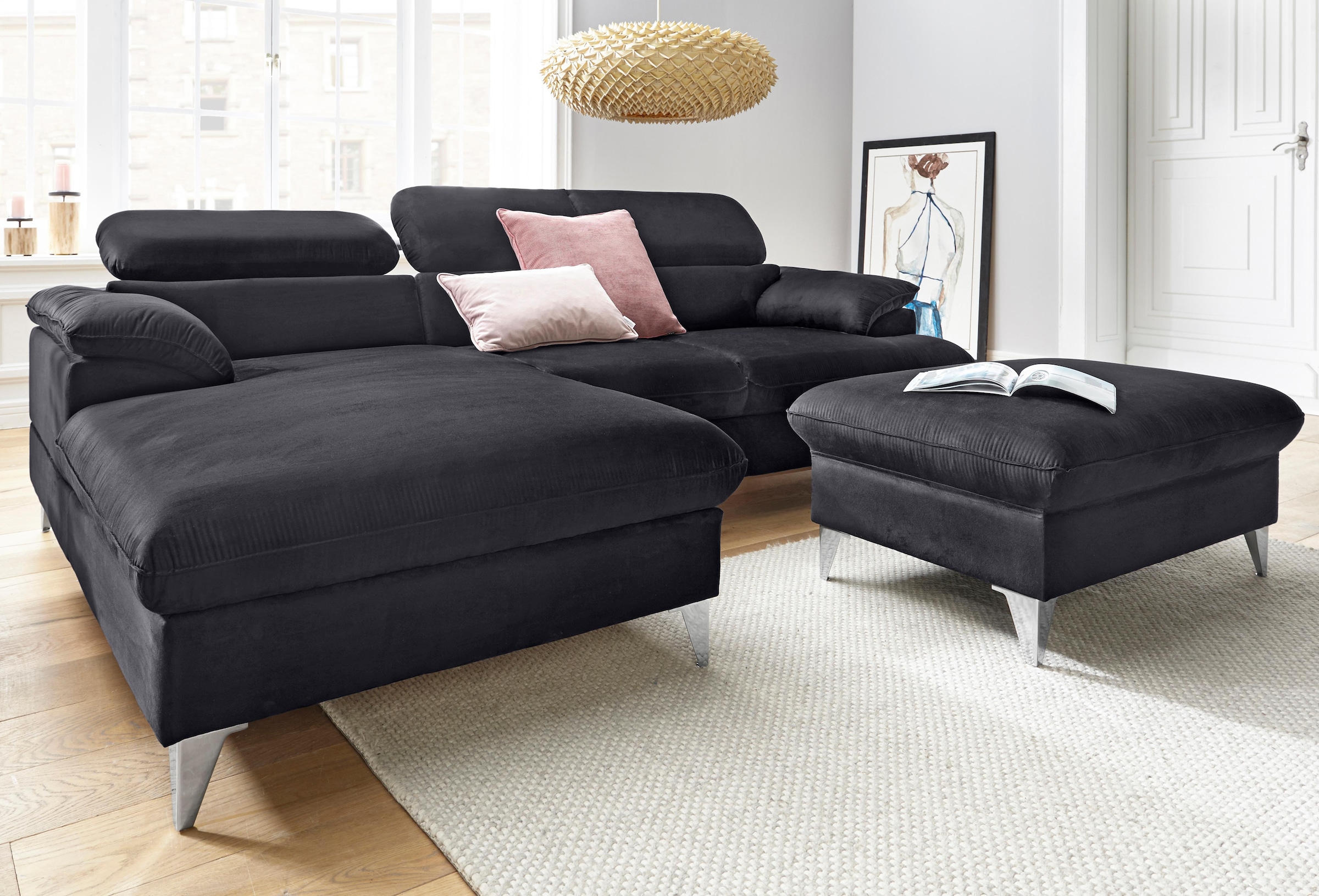 COTTA Ecksofa »Caluso L-Form«, mit Kopfteilverstellung, wahlweise mit Bettfunktion & Bettkasten