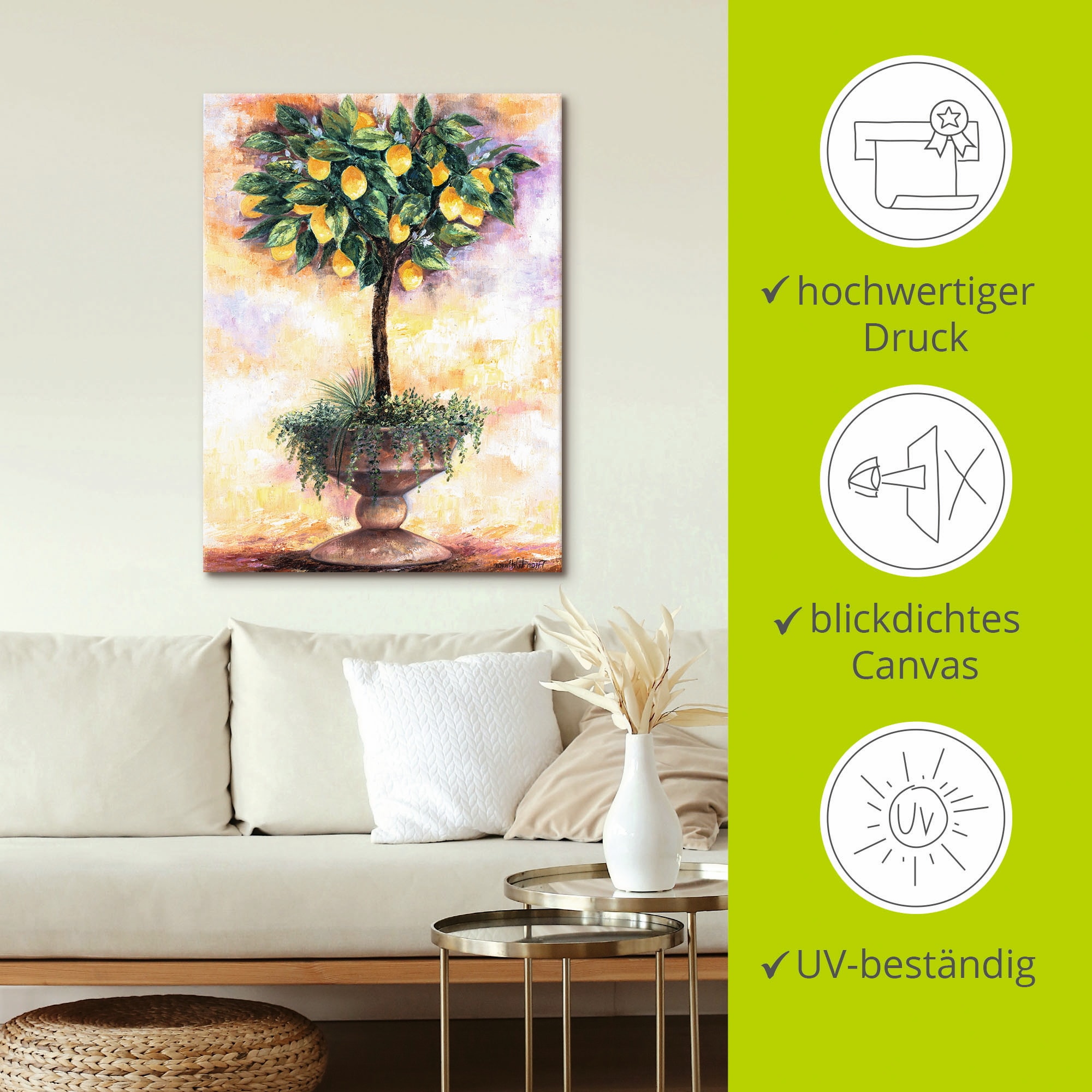 Artland Wandbild »Zitronenbaum«, Bäume, (1 St.), als Leinwandbild, Poster in verschied. Größen