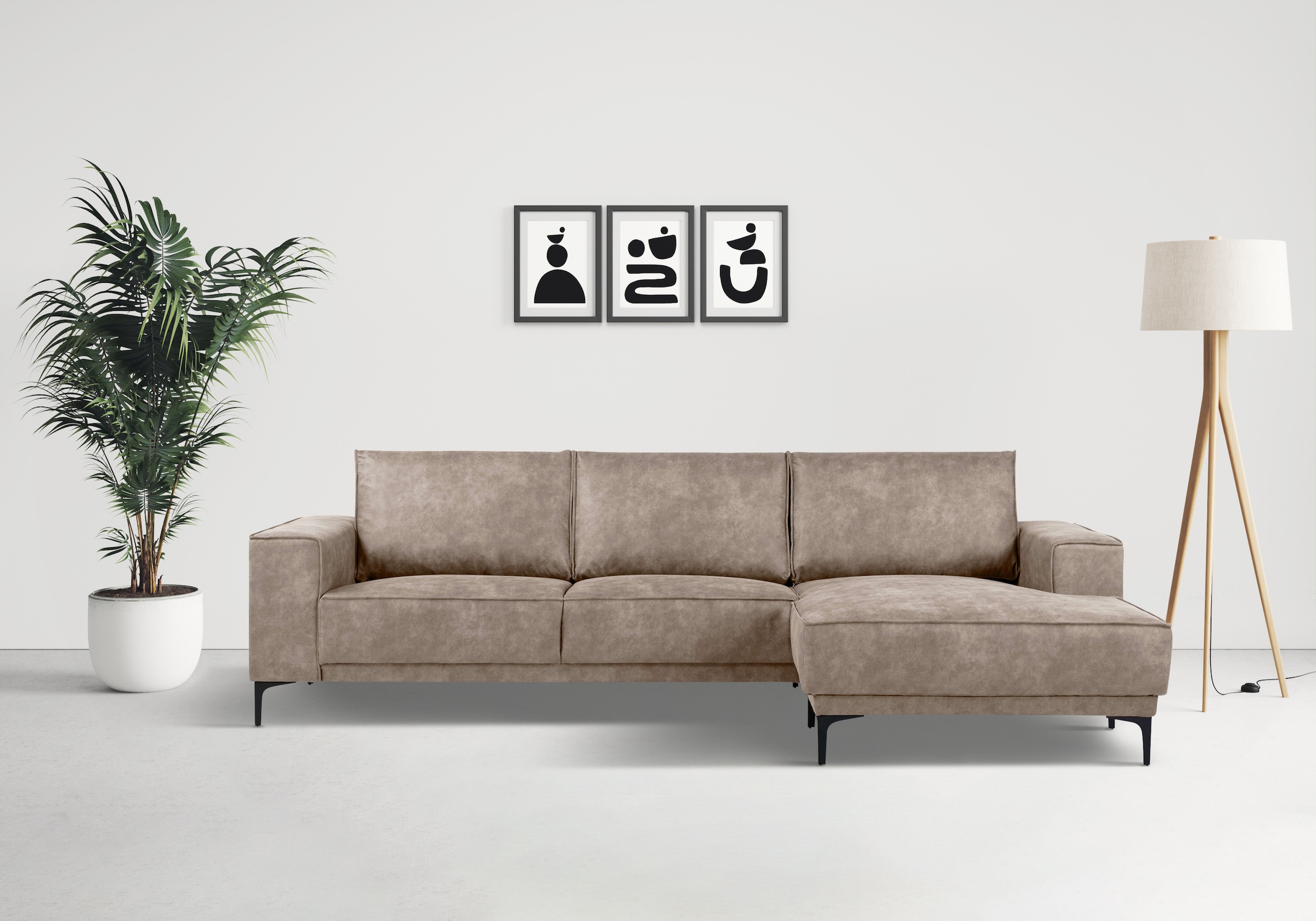 Places of Style Ecksofa "Polsterecke Oland, Struktur, Flachgewebe, Luxus-Mi günstig online kaufen