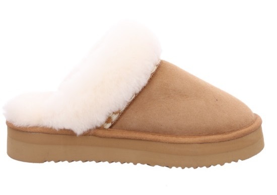 Pantoffel ROHDE "GENOVA", Damen, Gr. 40, braun (hellbraun, sanftes weiß), Veloursleder, Schuhe, Hausschuh, Schlappen, Clog, Plateausohle, zum Schlupfen 3