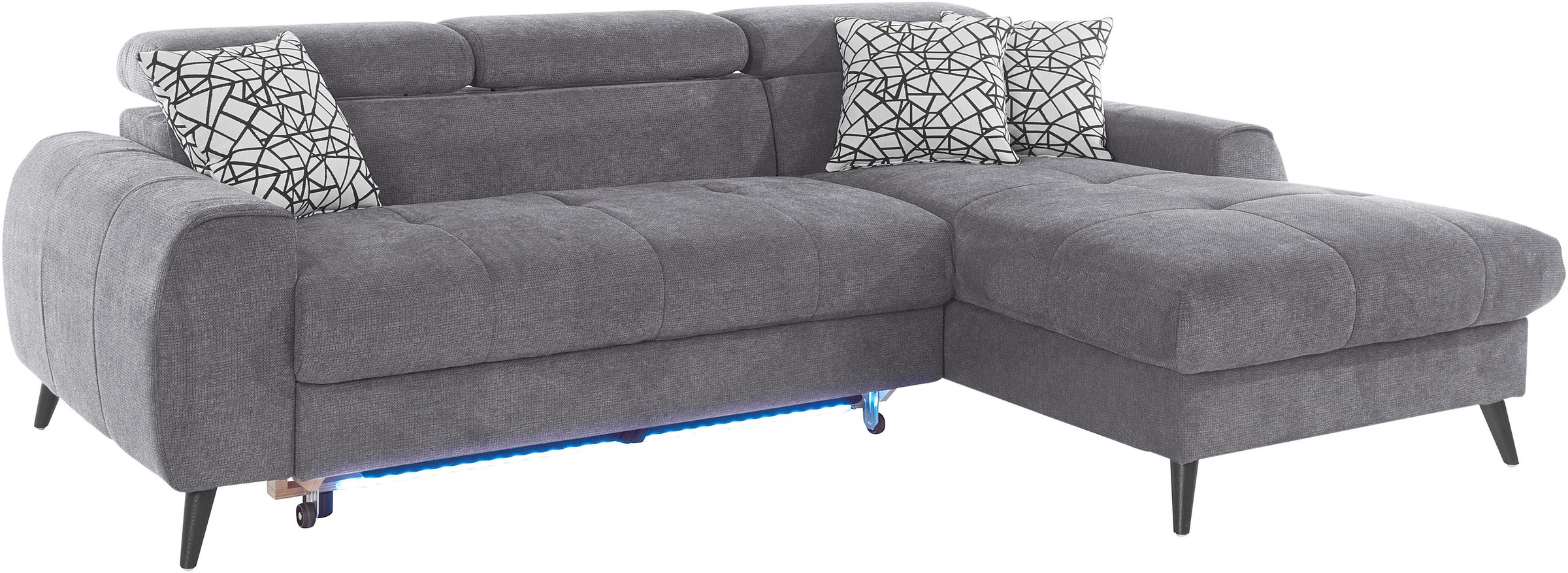 Thumbnail - COTTA Ecksofa "Mia L-Form mit 3 Zierkissen", wahlweise mit Bettfunktion, Bettkasten, Beleuchtung & Wireless-Charger