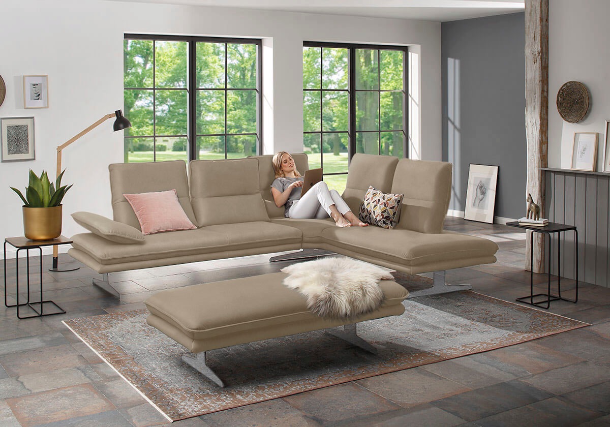 W.SCHILLIG Ecksofa »broadway, Designsofa, mit tollem Sitzkomfort, L-Form«, Sitztiefenverstellung, Kopfteil- & Seitenteilverstellung, Breite 284cm