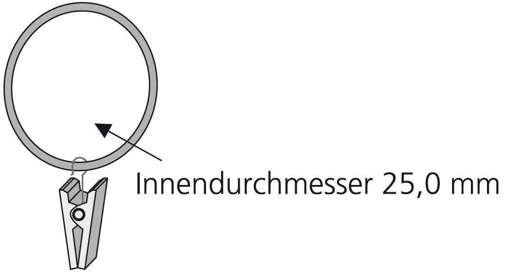 Liedeco Gardinenring, (Set, 10 St., mit Klammern), für Gardinenstangen Ø 16  mm auf Rechnung | BAUR