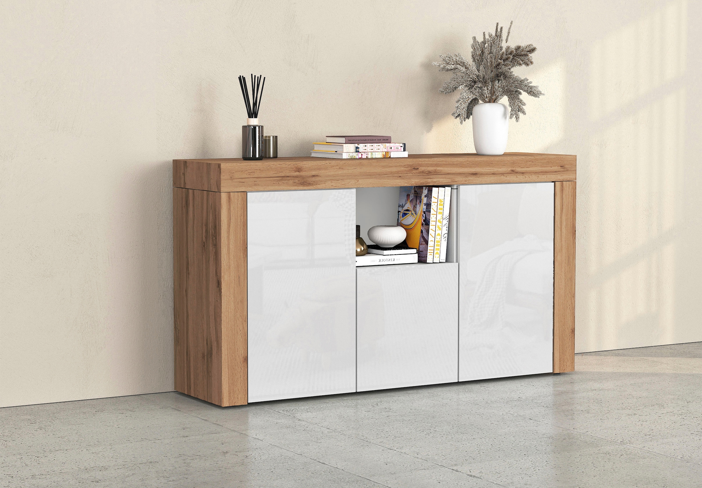 OTTO home Sideboard "CHRONOS Breite 155 cm mit 3 Türen, 1 offenes und 6 ges günstig online kaufen