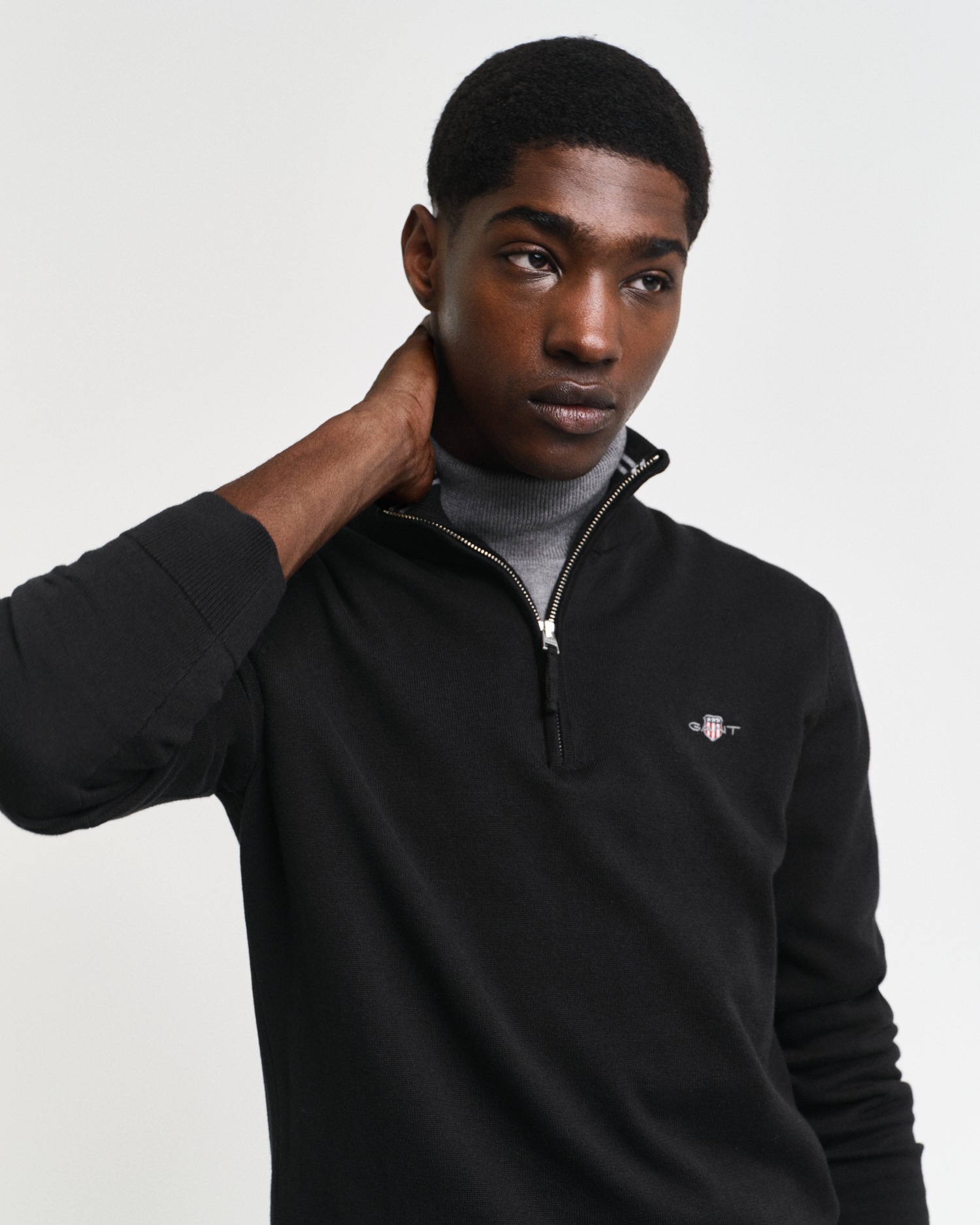 Gant Troyer »CLASSIC COTTON HALF ZIP«, mit gerippten Details