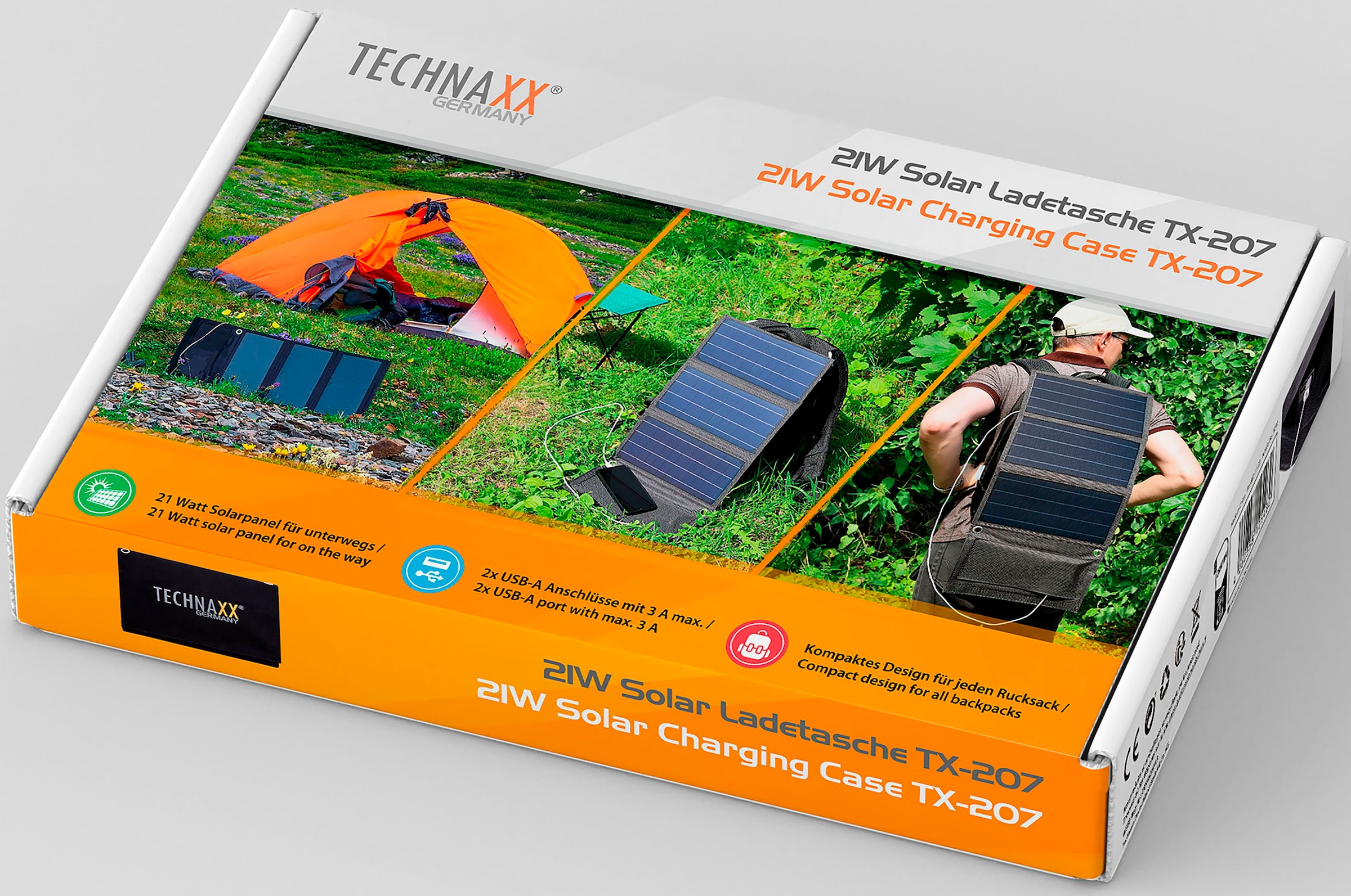 Technaxx Solarladegerät »TX-207«, 21 W Solar Ladetasche