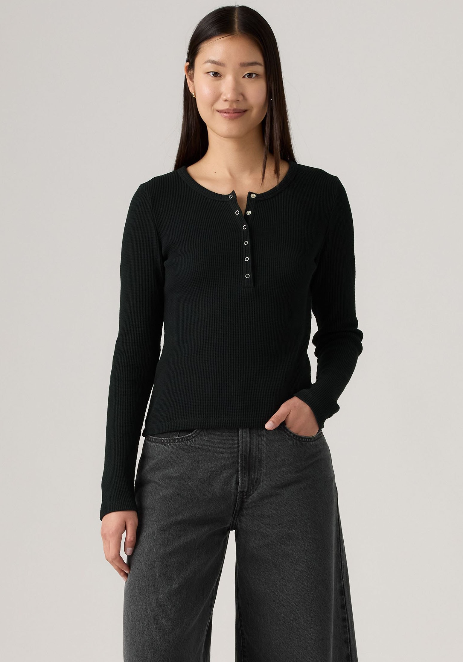 Levis Langarmshirt "DRY GOODS HENLEY" Mit Waffelstruktur- Muster günstig online kaufen