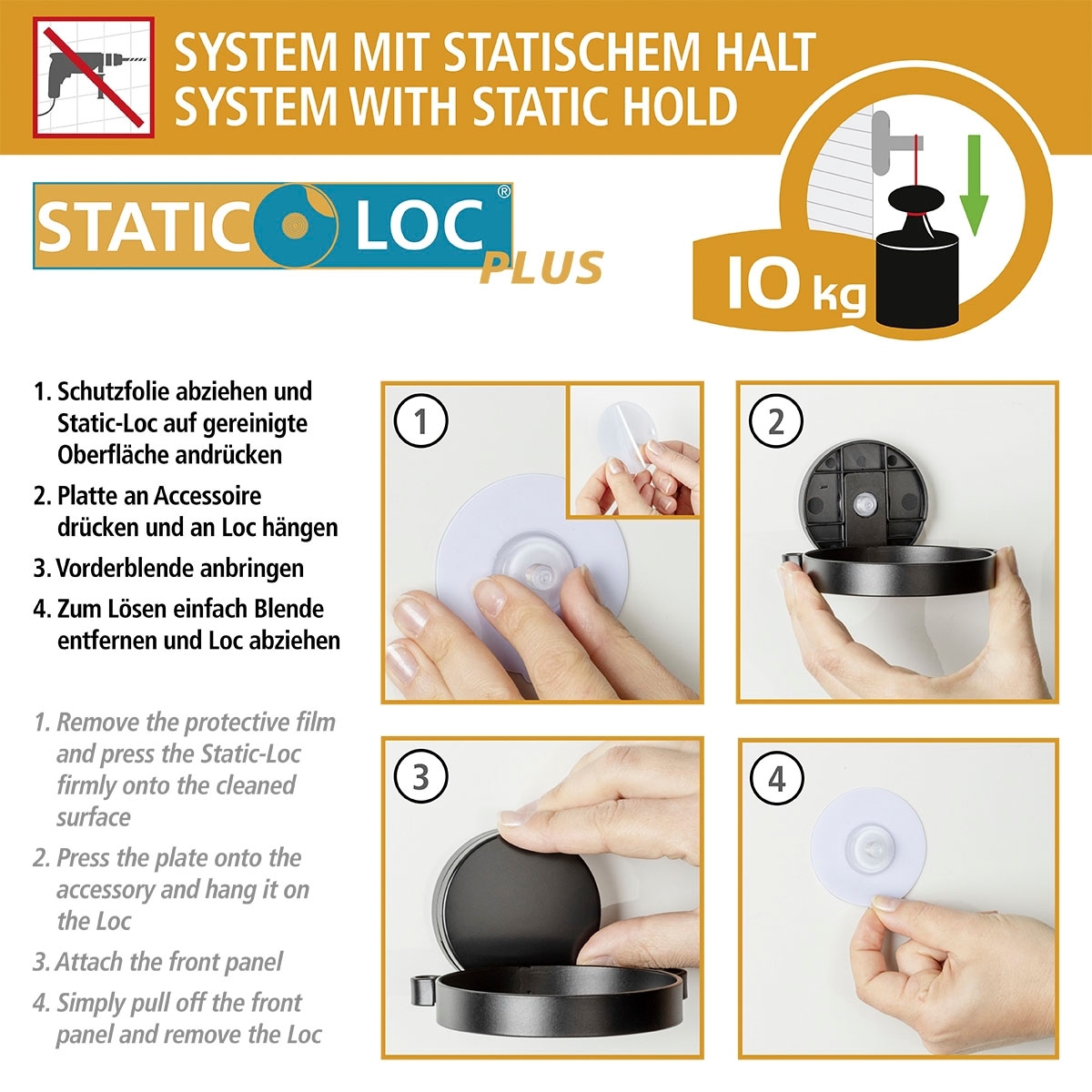 WENKO Duschregal "Static-Loc Plus Pavia", Badezimmer-Ablage, Befestigen ohn günstig online kaufen