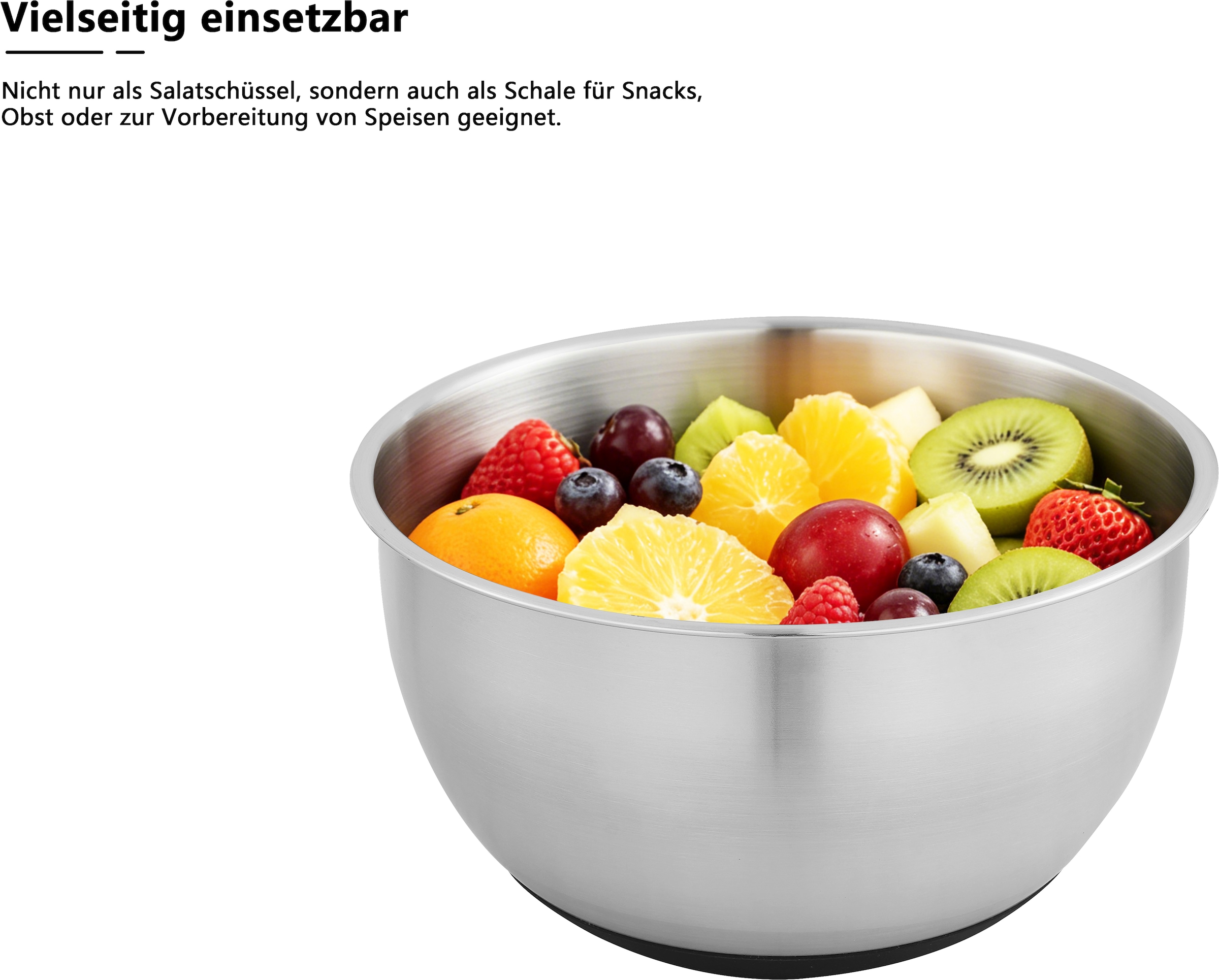 OTTO home Schüssel »Sissela, inkl. Deckel, Ø 14 / 18 / 22 cm« 3 aus Edelstahl 18/10 Ideal zum Zubereiten, Lagern und Servieren von Speisen