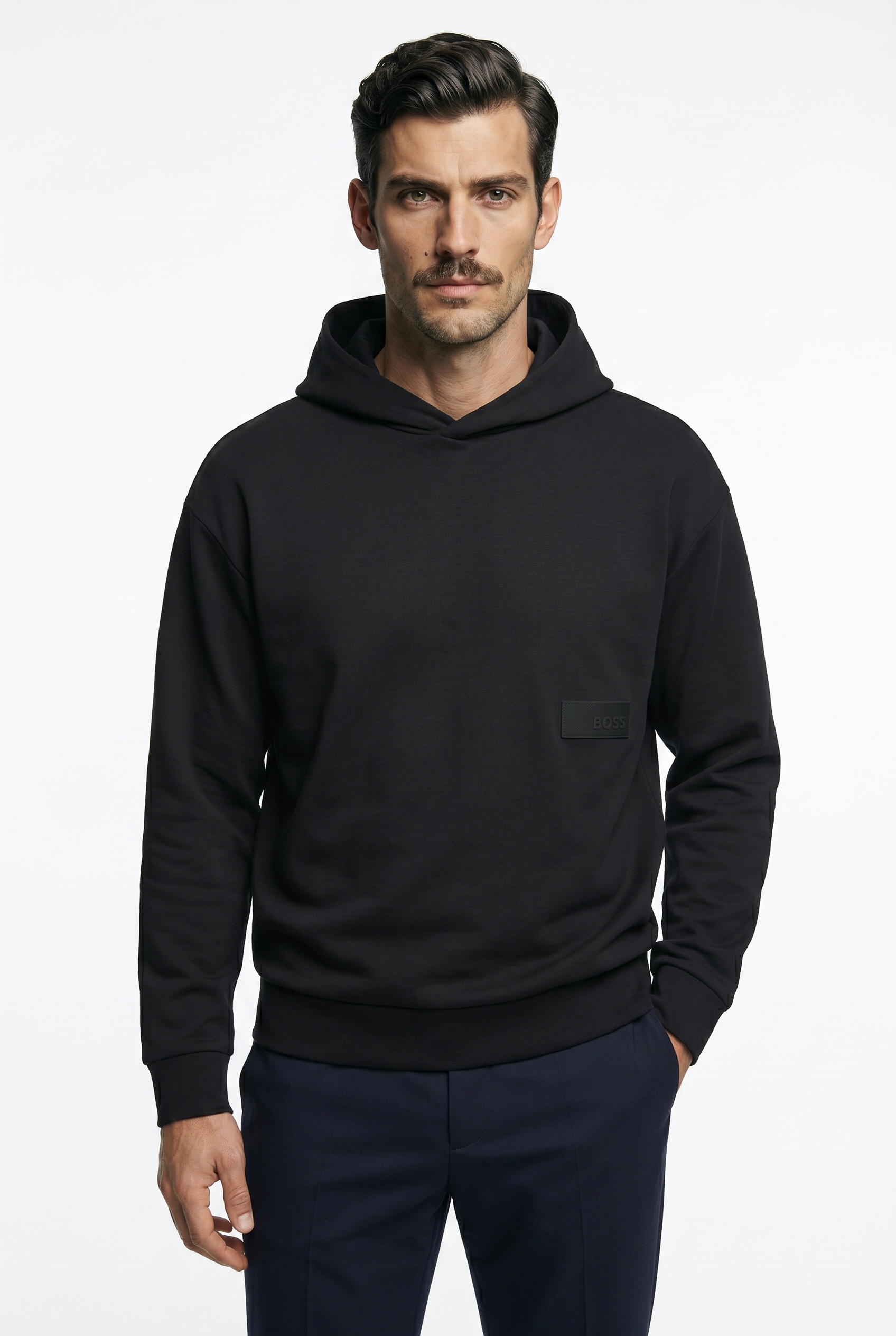 BOSS GREEN Kapuzensweatshirt, Rippbündchen, Relaxed Fit, Baumwollmischung