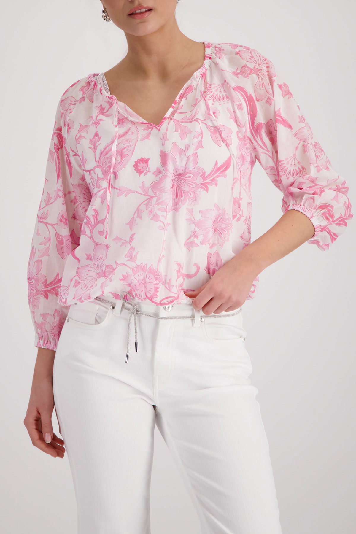 Monari Langarmbluse »Bluse Blumendruck allover« Regular fit mit Blumenmuster
