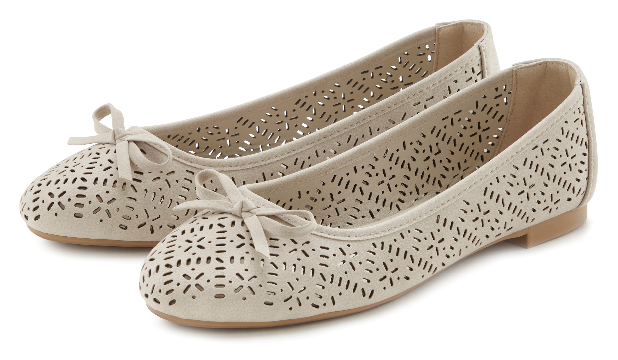 Ballerina LASCANA "Slip-On-Sneaker", Damen, Gr. 40, beige, Obermaterial: 100% Lederimitat. Decksohle: 100% Lederimitat. Futter: 100% Lederimitat. Laufsohle: 100% Synthetik, unifarben, Basic, Schuhe Ballerina, Freizeitschuh, Slipper, Halbschuh mit kleinen 