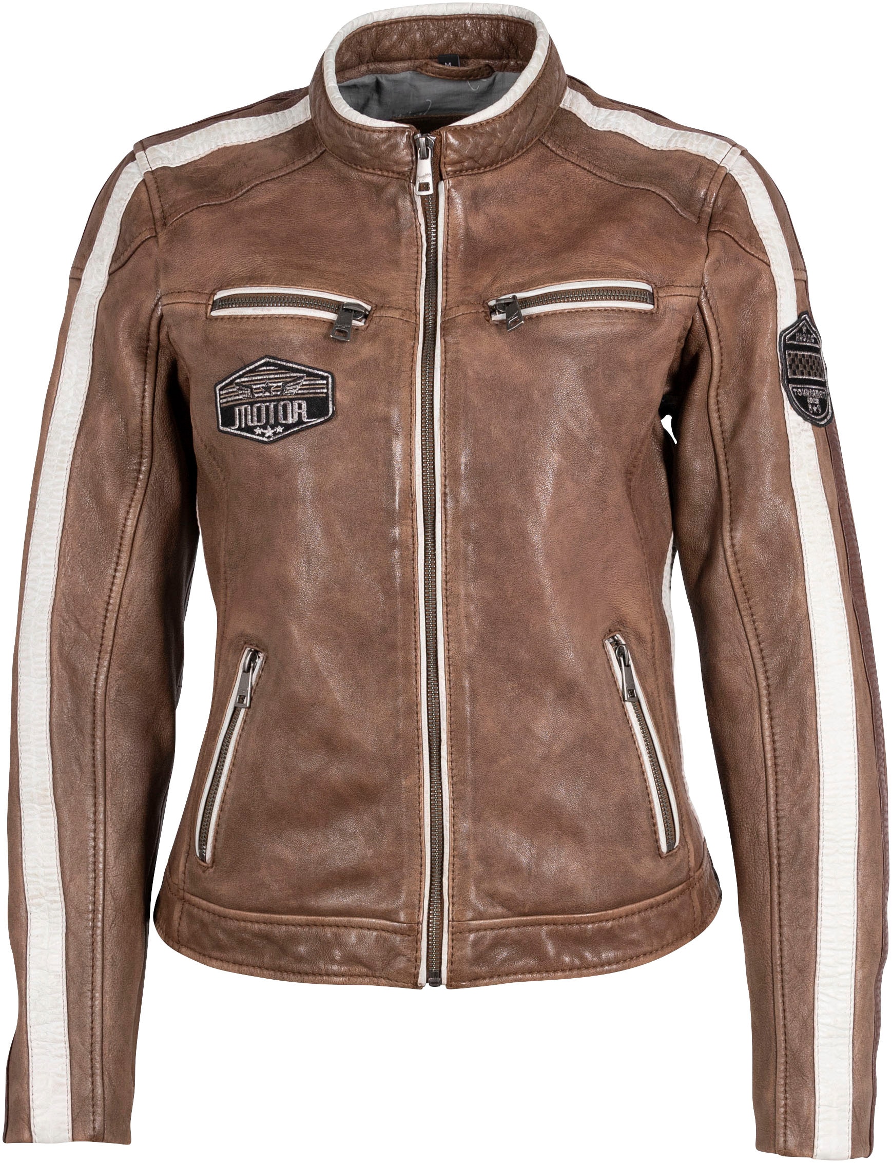 Mauritius Lederjacke »MWHighwalie«, im Racer-Look, mit Patch