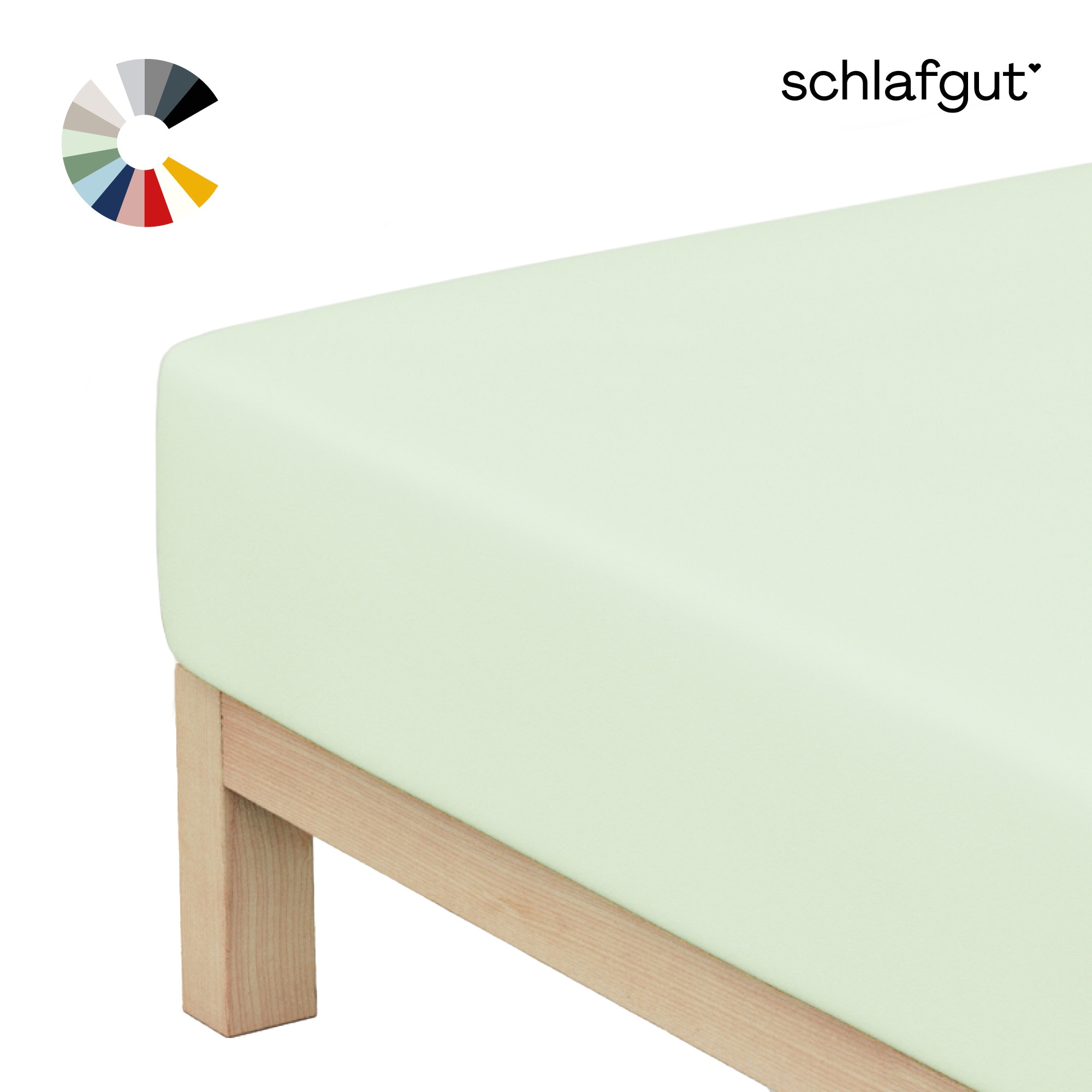 Schlafgut Spannbettlaken "Basic Cotton Bettlaken, 160 g/m², 100% Baumwolle, Spannbetttuch" Spannbettlaken bis 20 cm Matratzenhöhe, bügelfrei und pflegeleicht