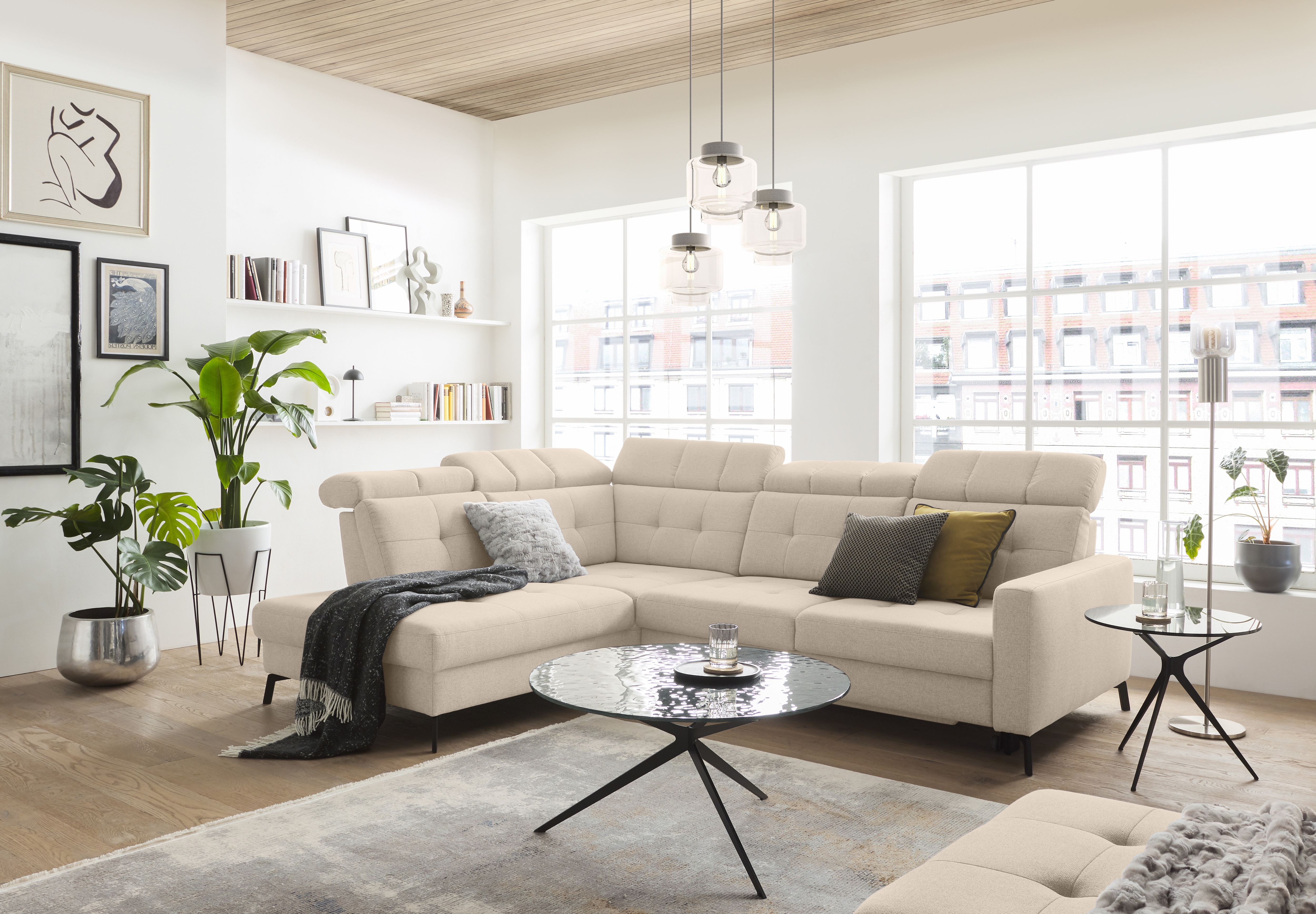 Musterring Ecksofa "MR 4615" mit Kopf- und Rückenverstellung, Metallfuß schwarz, Maße 272 x 214 cm