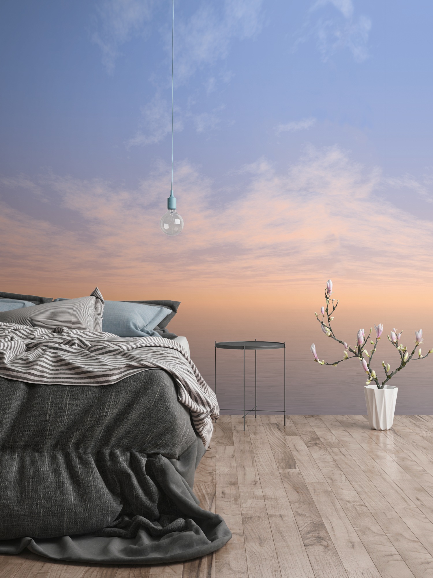 living walls Fototapete »Fototapete Sonnenaufgang« gemustert | matt | neutral glatt Himmel Wolken Horizont Tapeten Wohnzimmer Schlafzimmer Küche Blaue