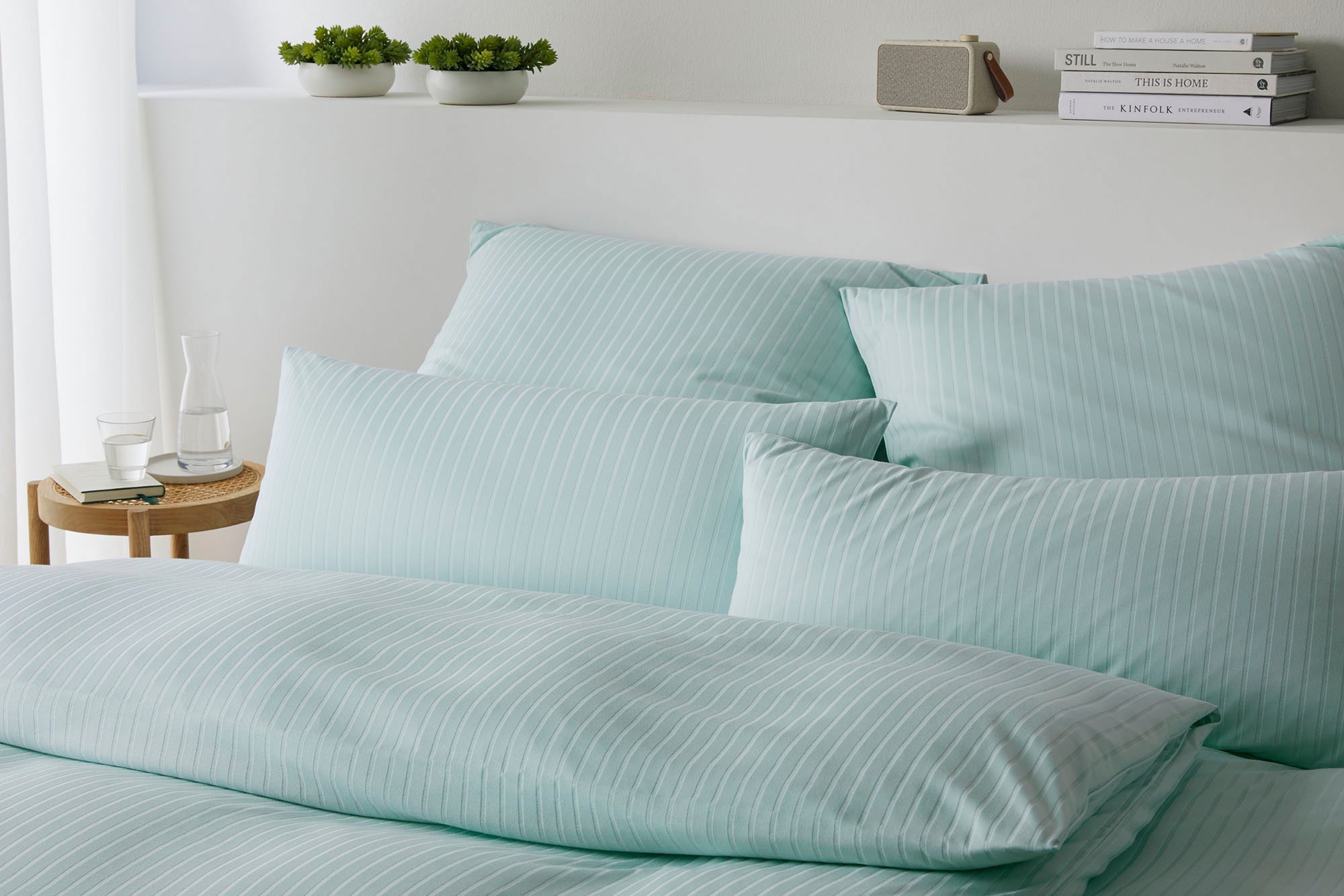 Elegante Bettwäsche "Solid Stripe" 2 Stk. tlg. angenehmes Hautgefühl günstig online kaufen