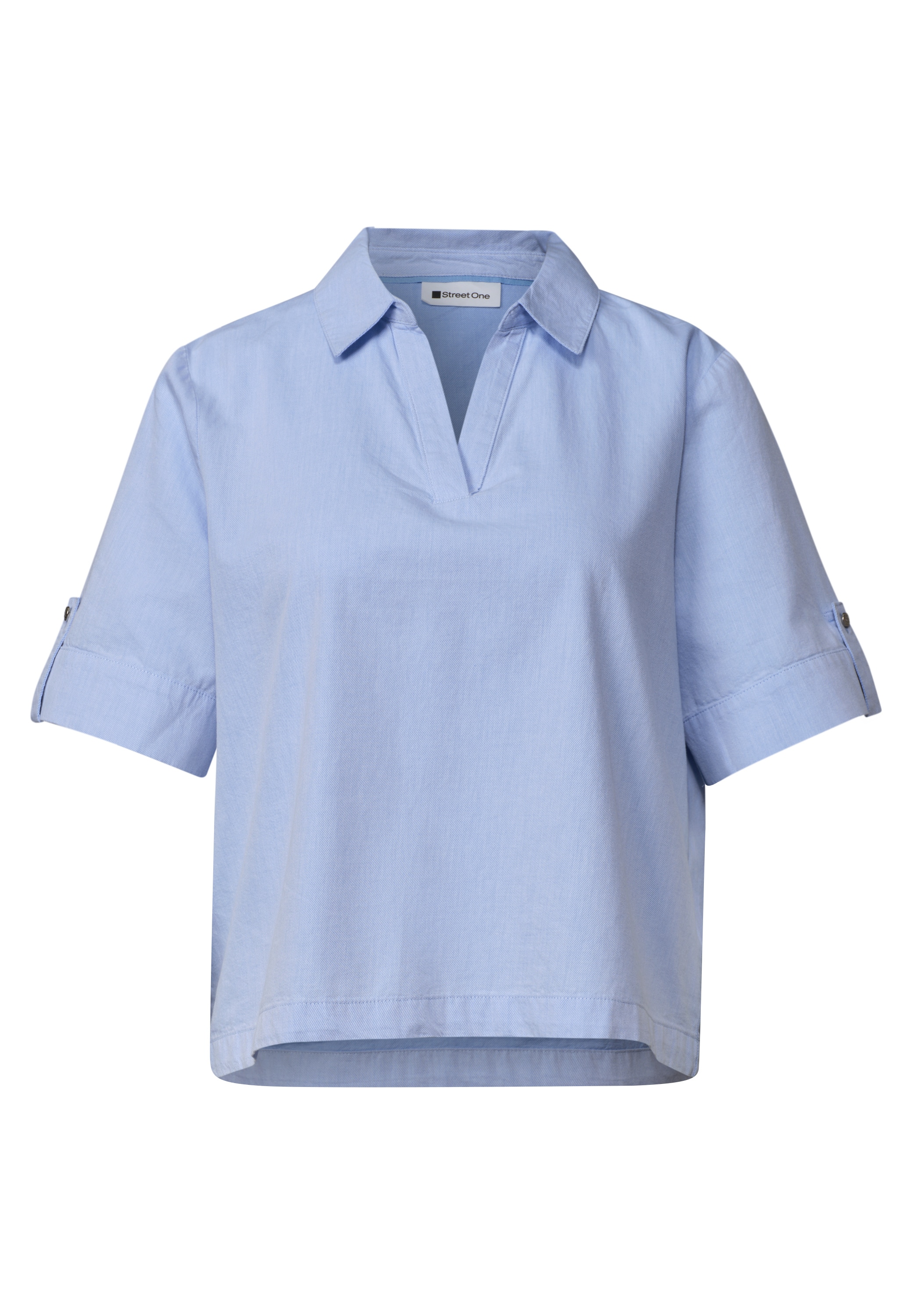 STREET ONE Kurzarmbluse Chambray