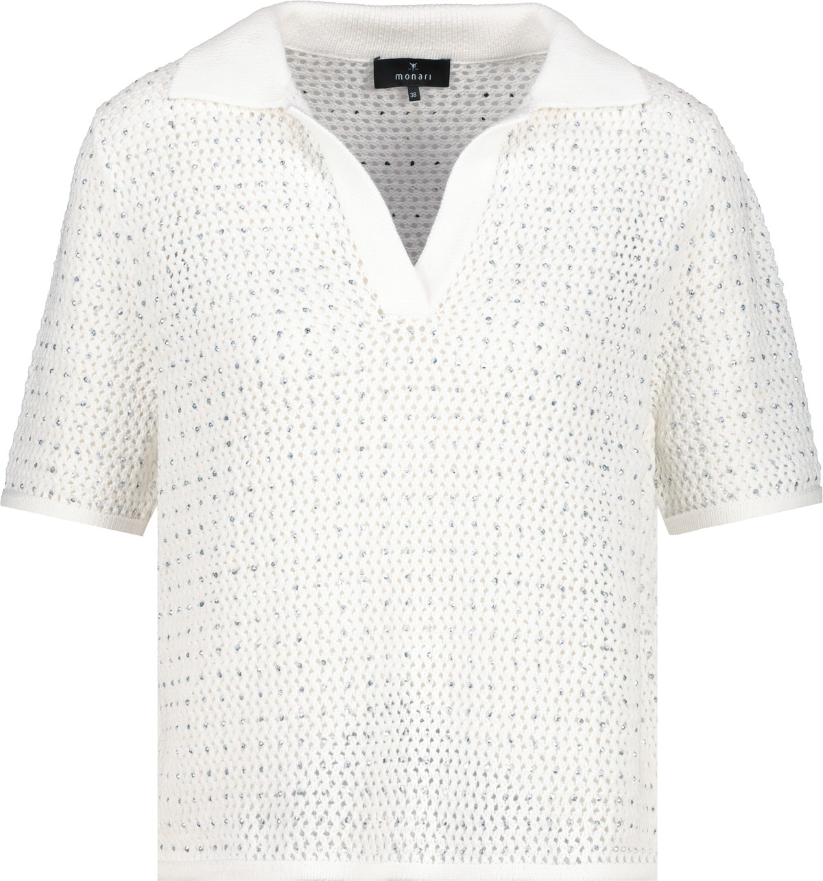 Monari Polokragenpullover »Pullover Polo Nieten«, Mit Rundhalsausschnitt