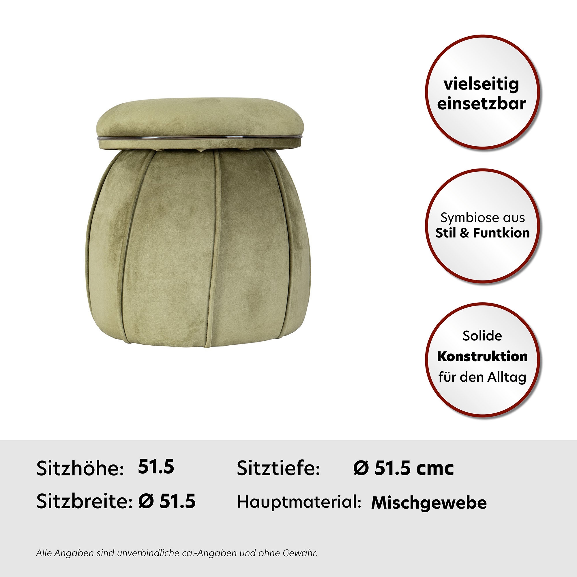 Kayoom Sitzhocker »Hocker Corin,extravagante Form,stilvolle Farben,elegant gesteppter Fuß«, (1 St.), komfortabel, hochqualitativ, pflegeleicht, sorgfältig verarbeitet