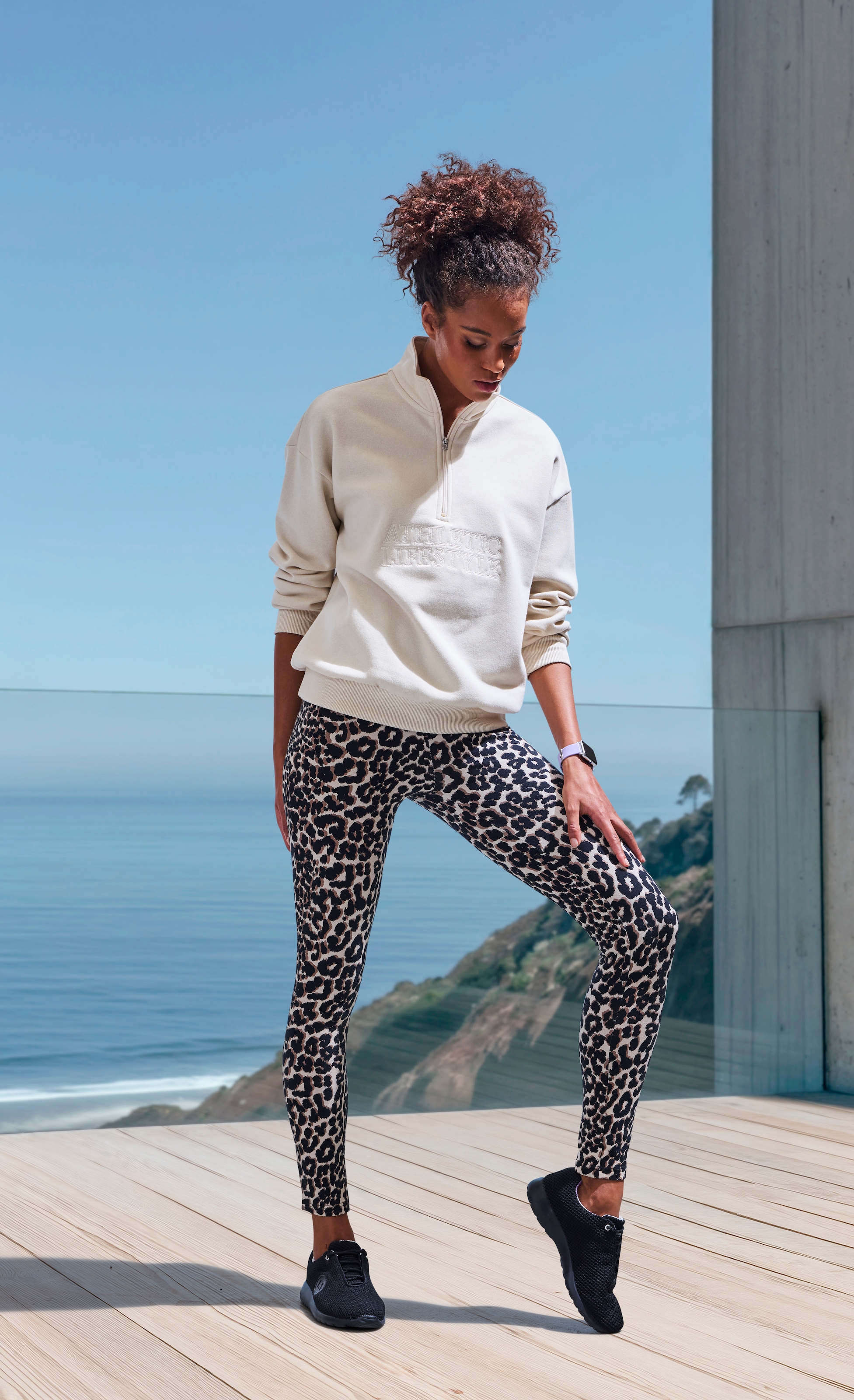 LASCANA ACTIVE Leggings, in Leopardenmuster, mit breitem Bündchen