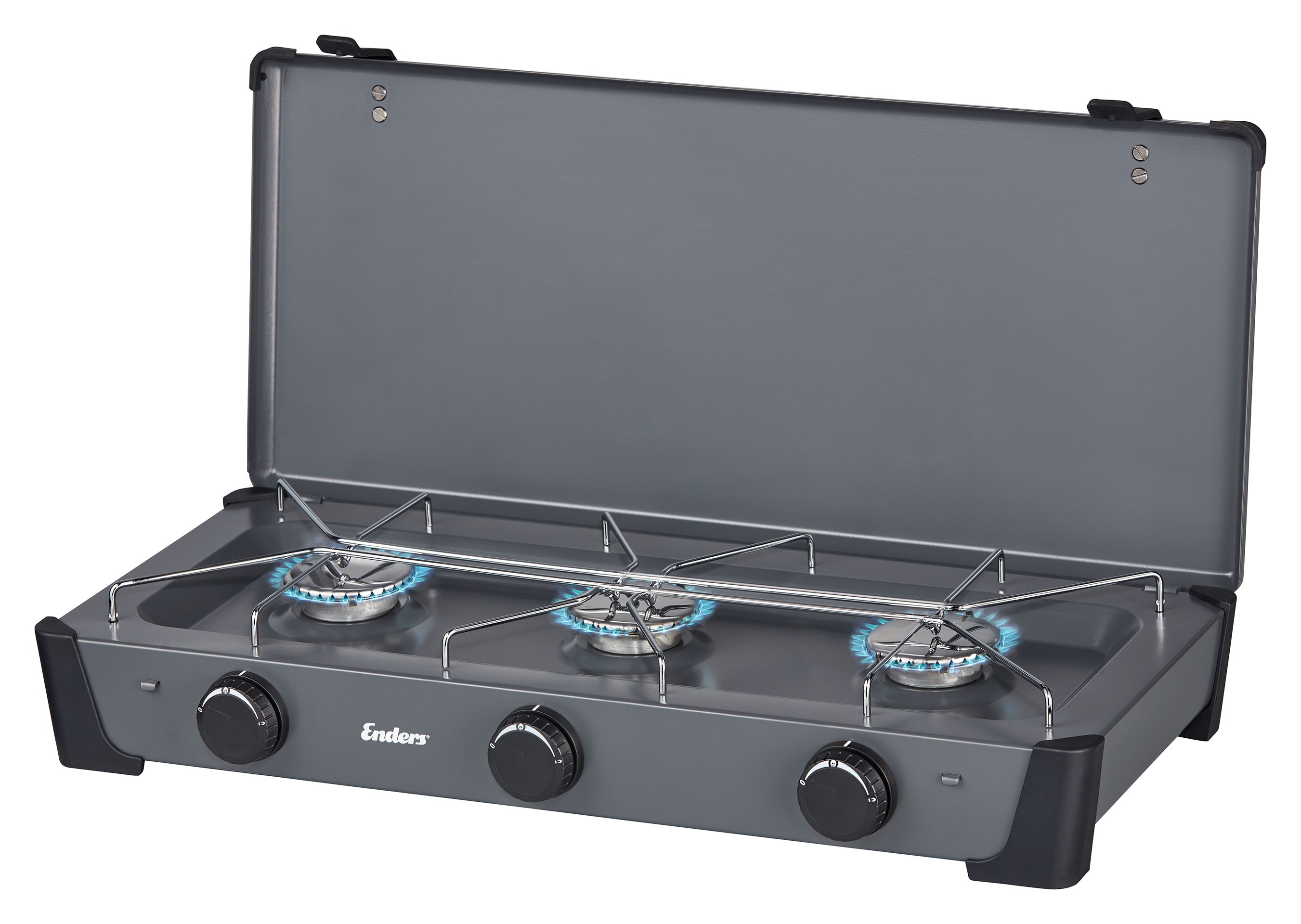 Enders Gaskocher "Bondy 3 Z" Edelstahl Stahl 28 cmx61 cm Campingkocher mit 3 leistungsstarken Brennern