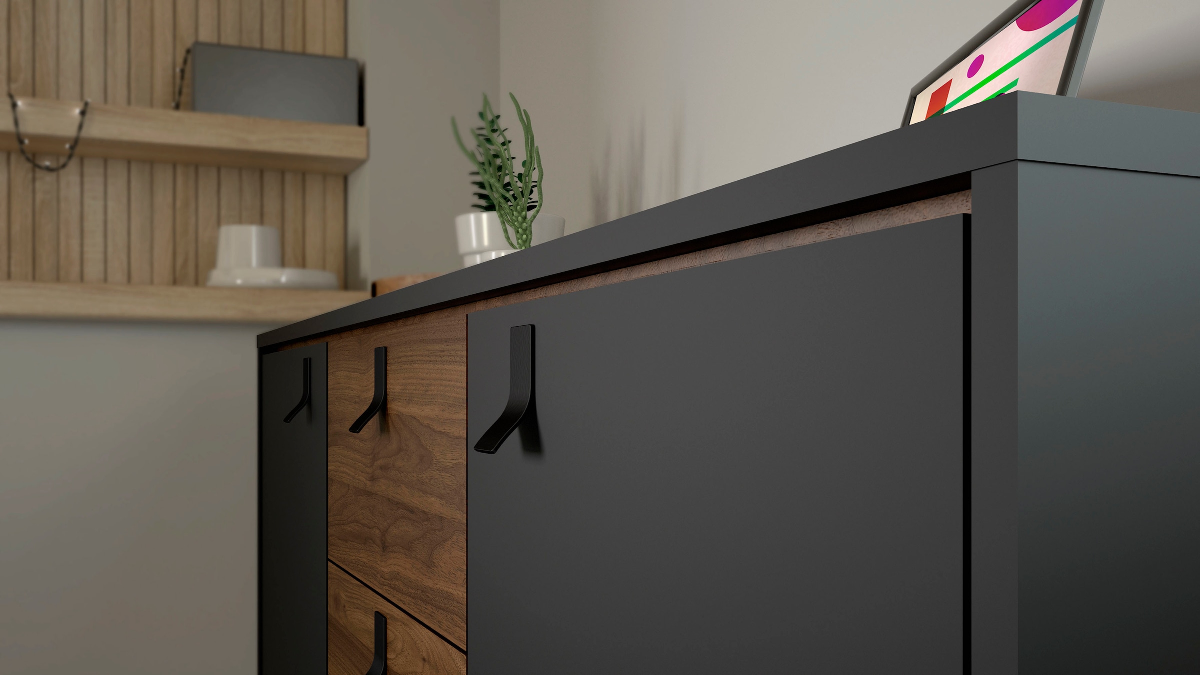 andas Sideboard »Ry Aufbewahrung, Schubladenschrank,«, Breite 150 cm, Höhe 72 cm, Kommode mit 2 Türen und 2 Schubläden