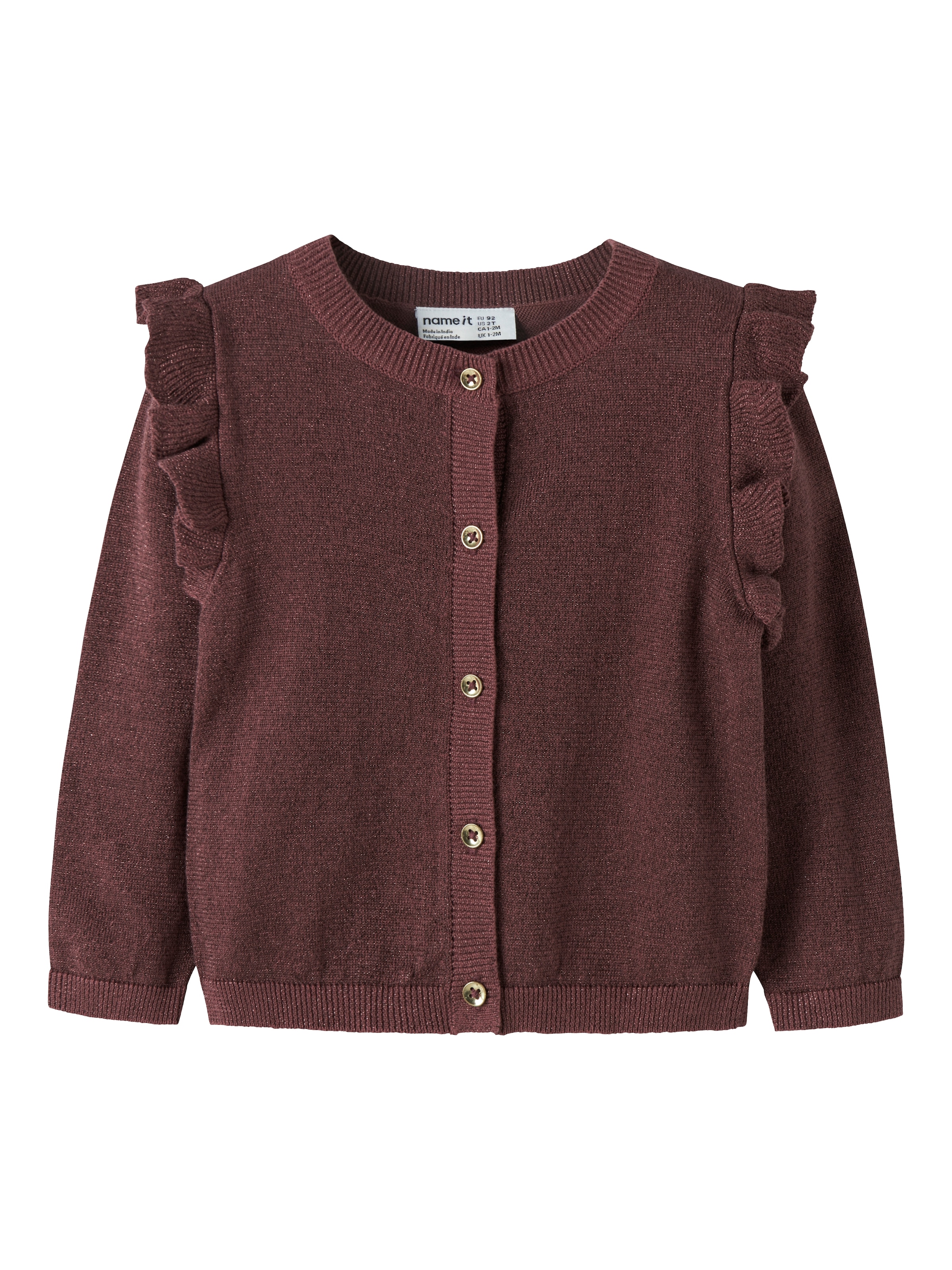 Name It Strickjacke "NMFABINNE LS KNIT CARD NOOS" mit süßer Rüsche an den Schultern