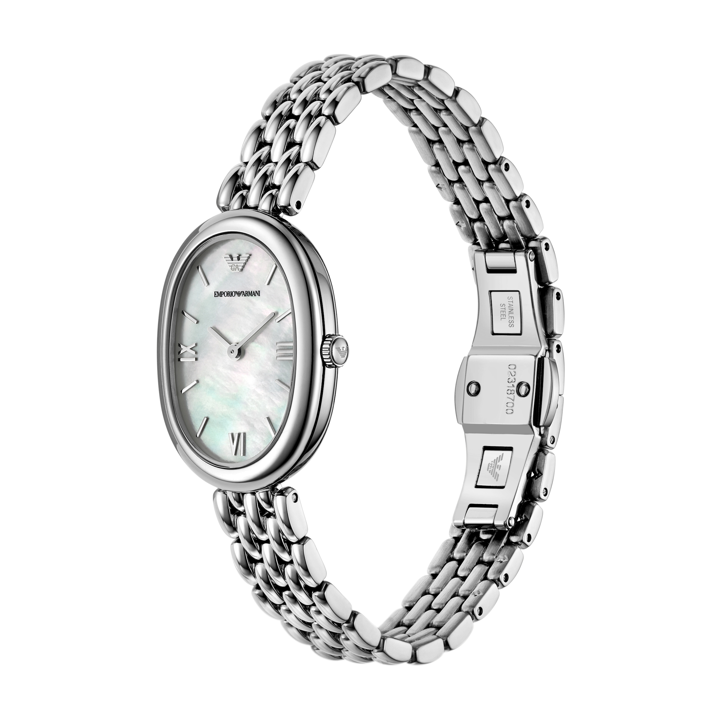 Emporio Armani Quarzuhr, Armbanduhr, Damenuhr, Edelstahlarmband, analog