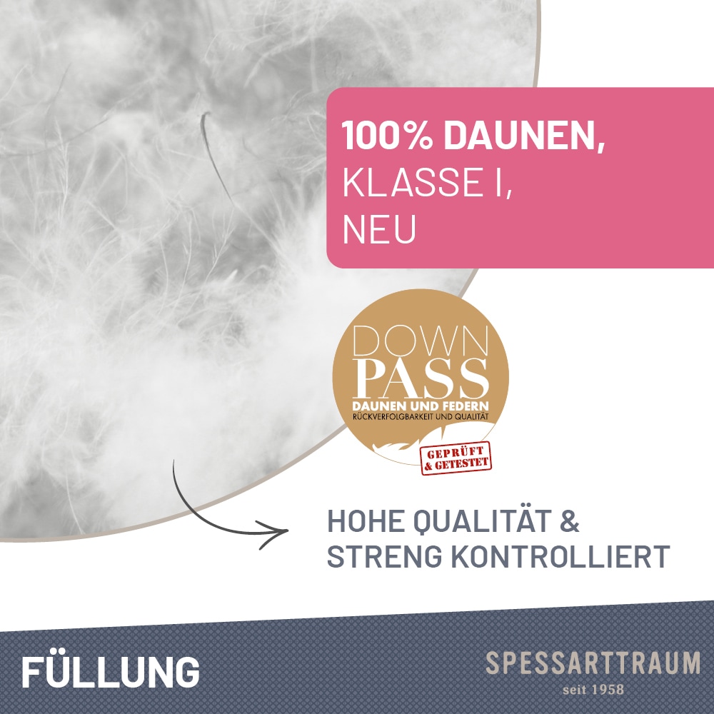 SPESSARTTRAUM Daunenbettdecke + 3-Kammer-Kopfkissen »Exklusiv, 2-tlg, hergestellt in Deutschland, made in Germany, Set«, (Spar-Set, Decke mit Kissen), Sparset: 5 Wärmeklassen, 135x200 cm & 155x220 cm