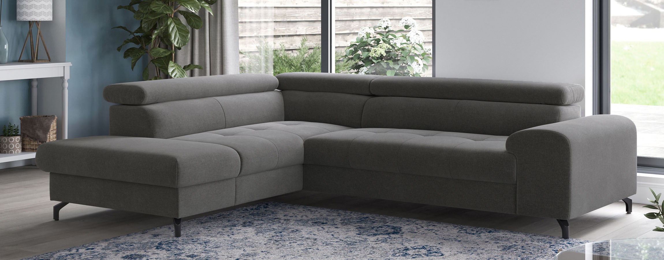COTTA Ecksofa "Aura L-Form, B: 260 cm, inkl. Schlaffunktion, 3 verstellbare" Kopfteile, extra Bettkasten, Fußhöhe 12cm, Liegefläche 176x123cm