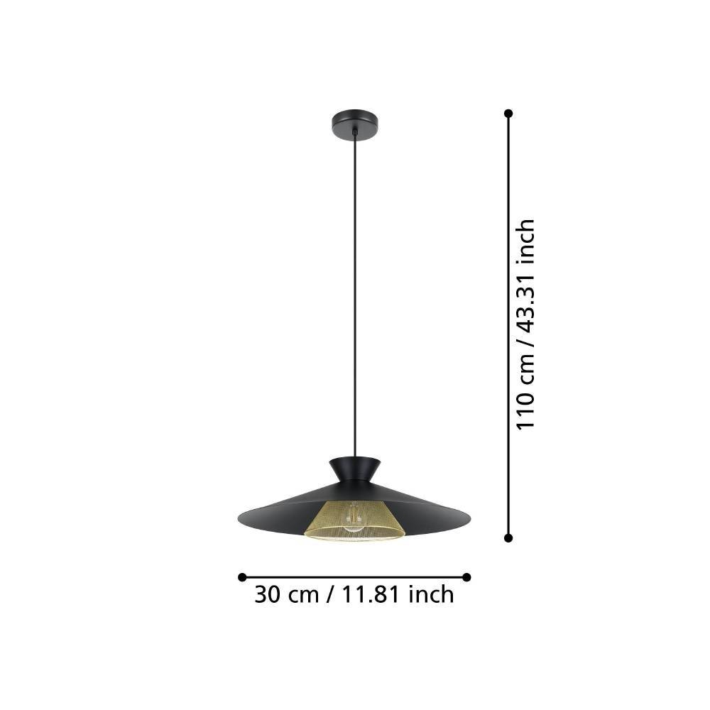 EGLO Hängeleuchte »GRIZEDALE Pendellampe, Stahl, Retro, Esszimmerlampe, Hängelampe, Lampe« E27 1 Stk. Hängeleuchte, H110 x Ø50 cm, schwarz, messing, 1X40W exkl.