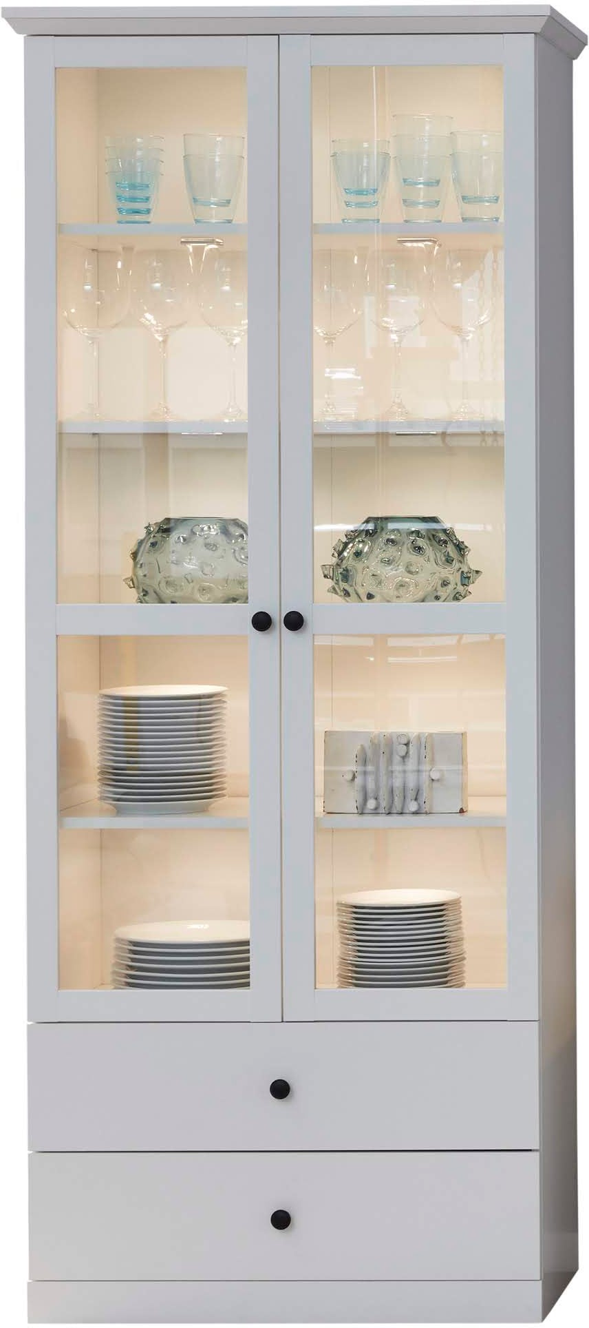 Home affaire Vitrine »Örebro« Vitrine mit 2 Türen, 2 Schubkasten & Soft-Close - (B/T/H) 81/41/196 cm