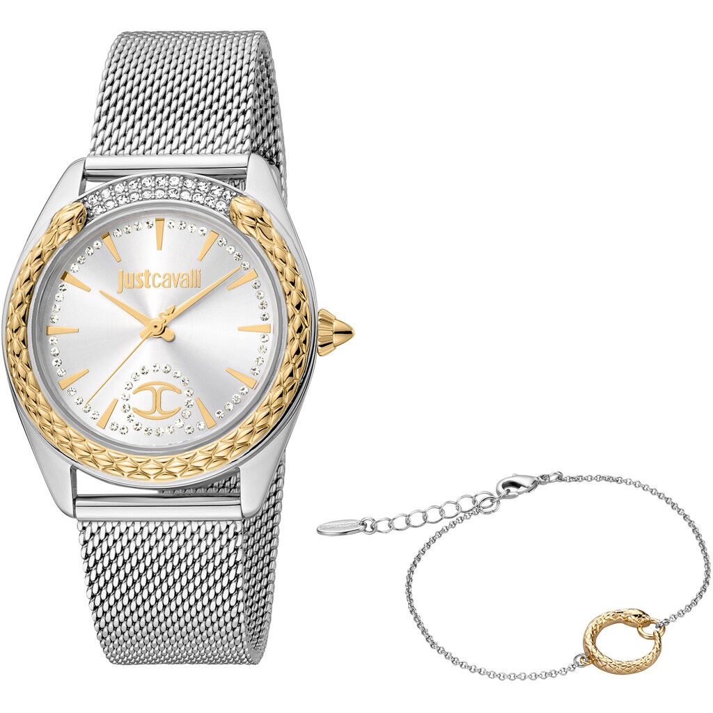 Just Cavalli Time Quarzuhr »JC PRESTIGIO 2, JC1L195M0255«, (Set, 2 tlg., mit Armband)