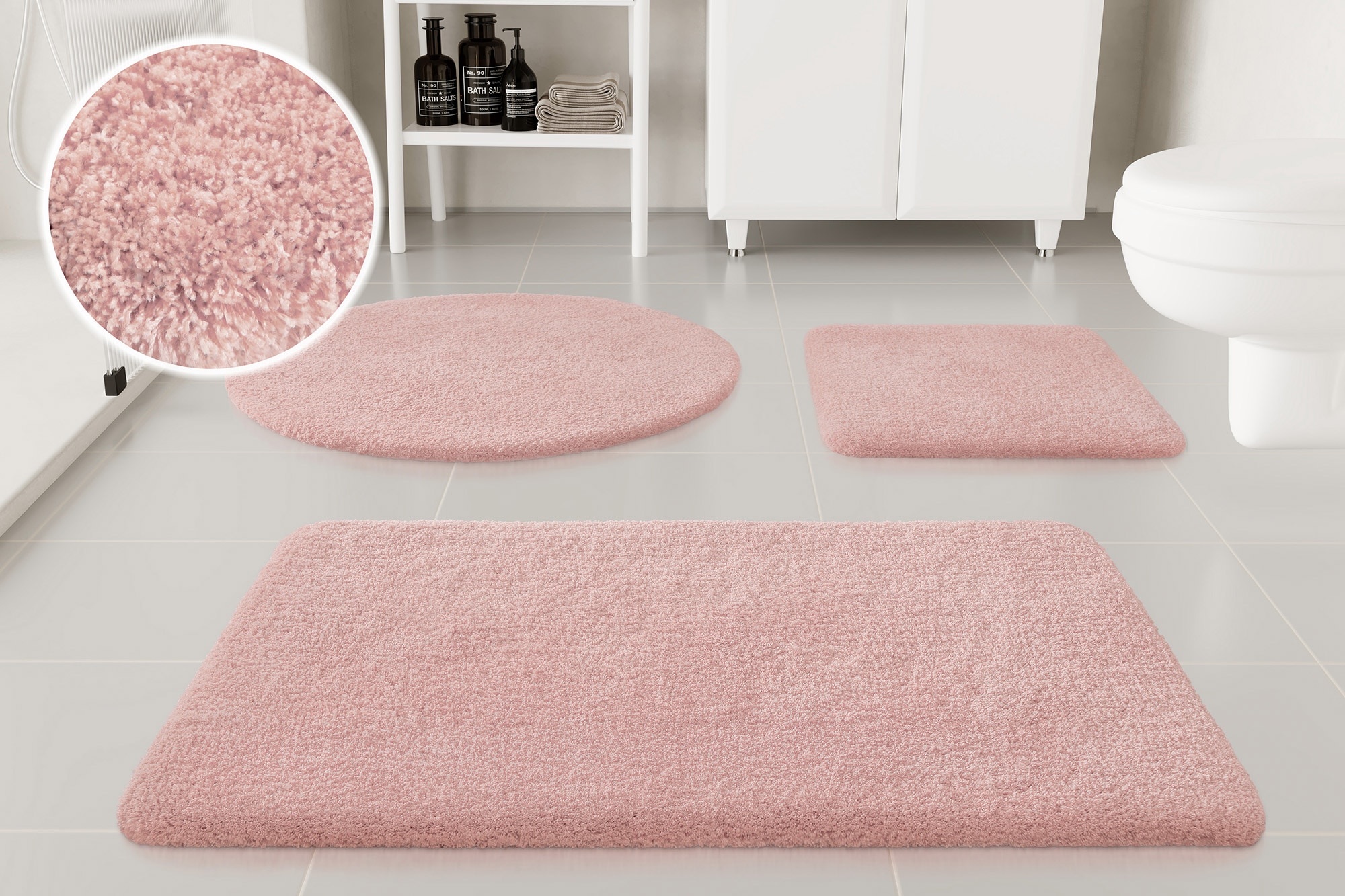 OTTO home Badematte "Kaarin, uni, viele Farben, Badvorleger, Badezimmer Teppich" Höhe 30 mm rutschhemmend beschichtet fußbodenheizungsgeeignet Badteppich, getuftet, flauschig, hochflor, große Farbauswahl