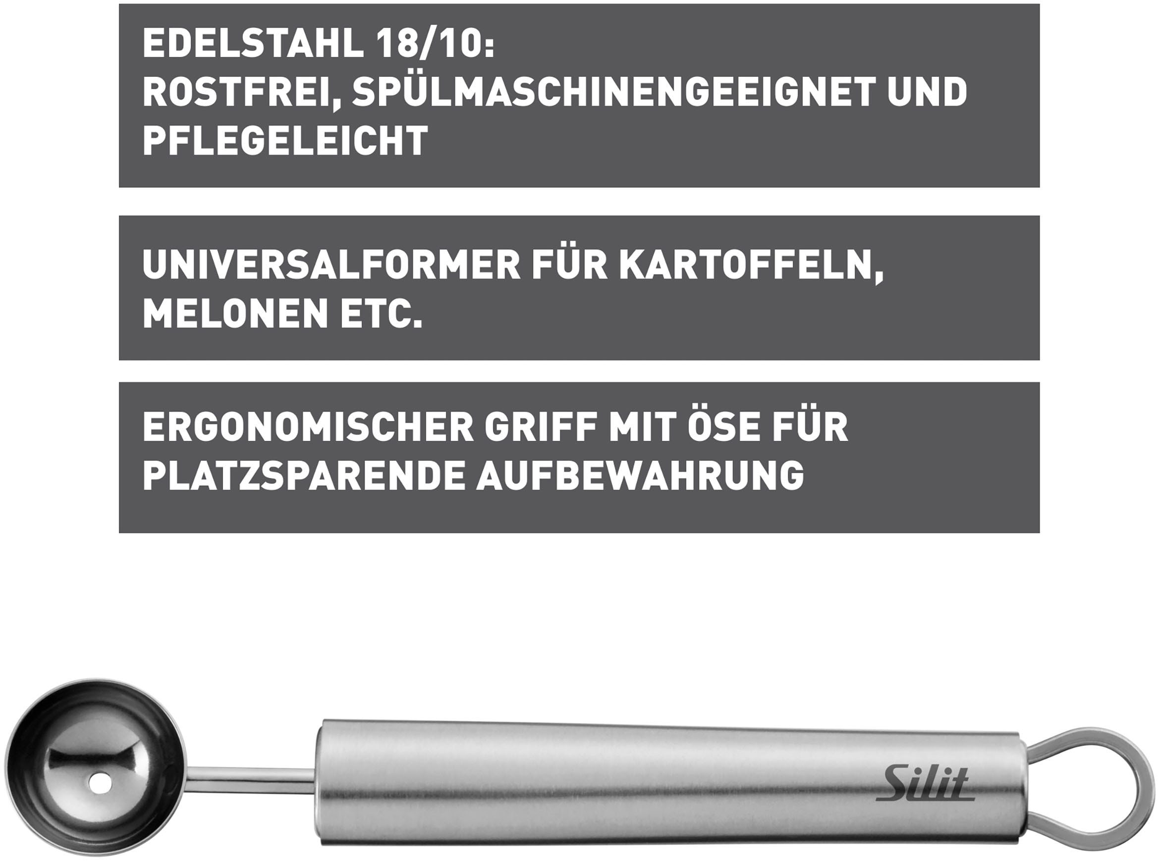 Silit Kugelausstecher »Classic Line«, (1 tlg.), Universalformer 16 cm, vielseitig, hochwertiger Edelstahl