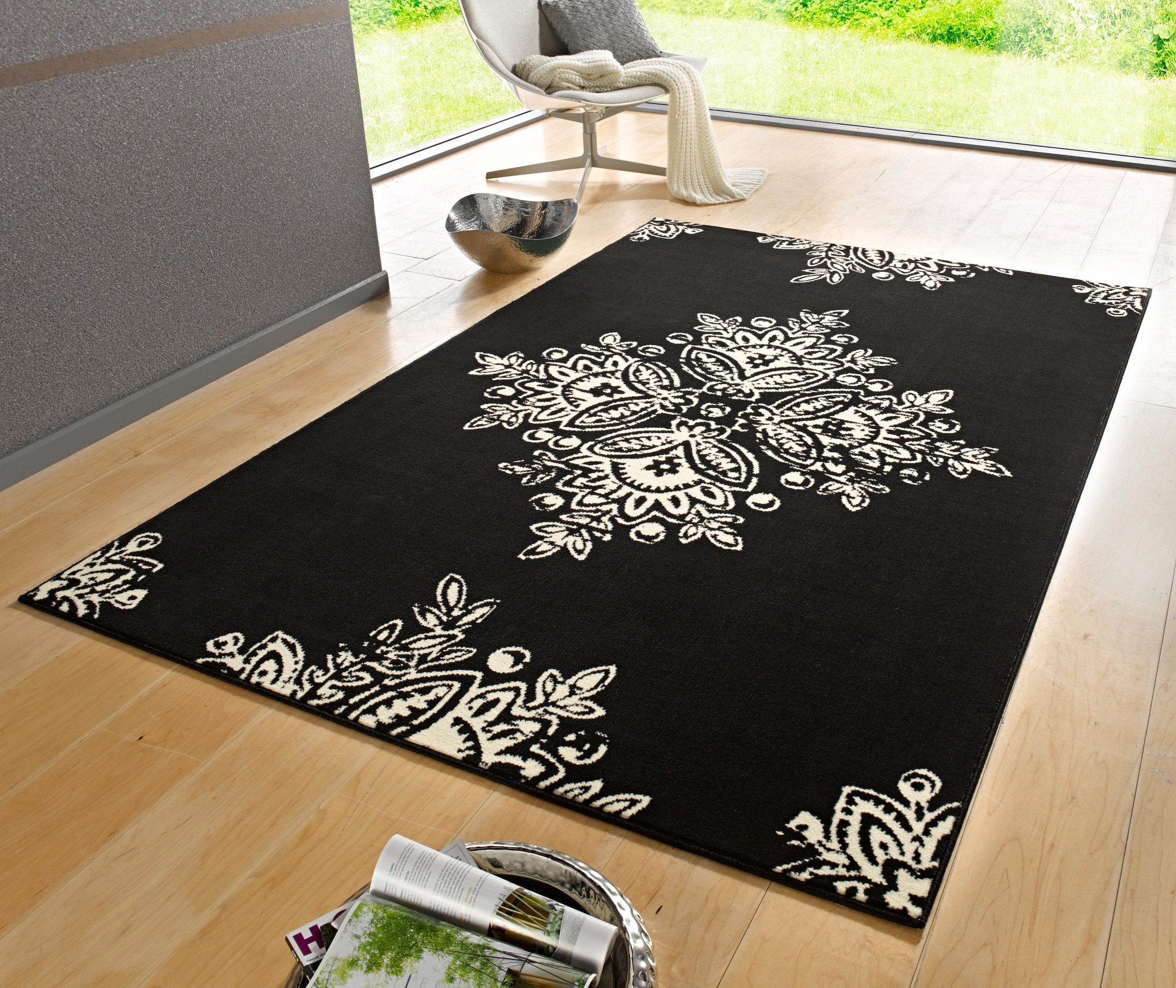 HANSE Home Teppich »Blossom«, rechteckig, 9 mm Höhe, Kurzflor, Florales Ornament, ringsum gekettelt, Robust, Pflegleicht